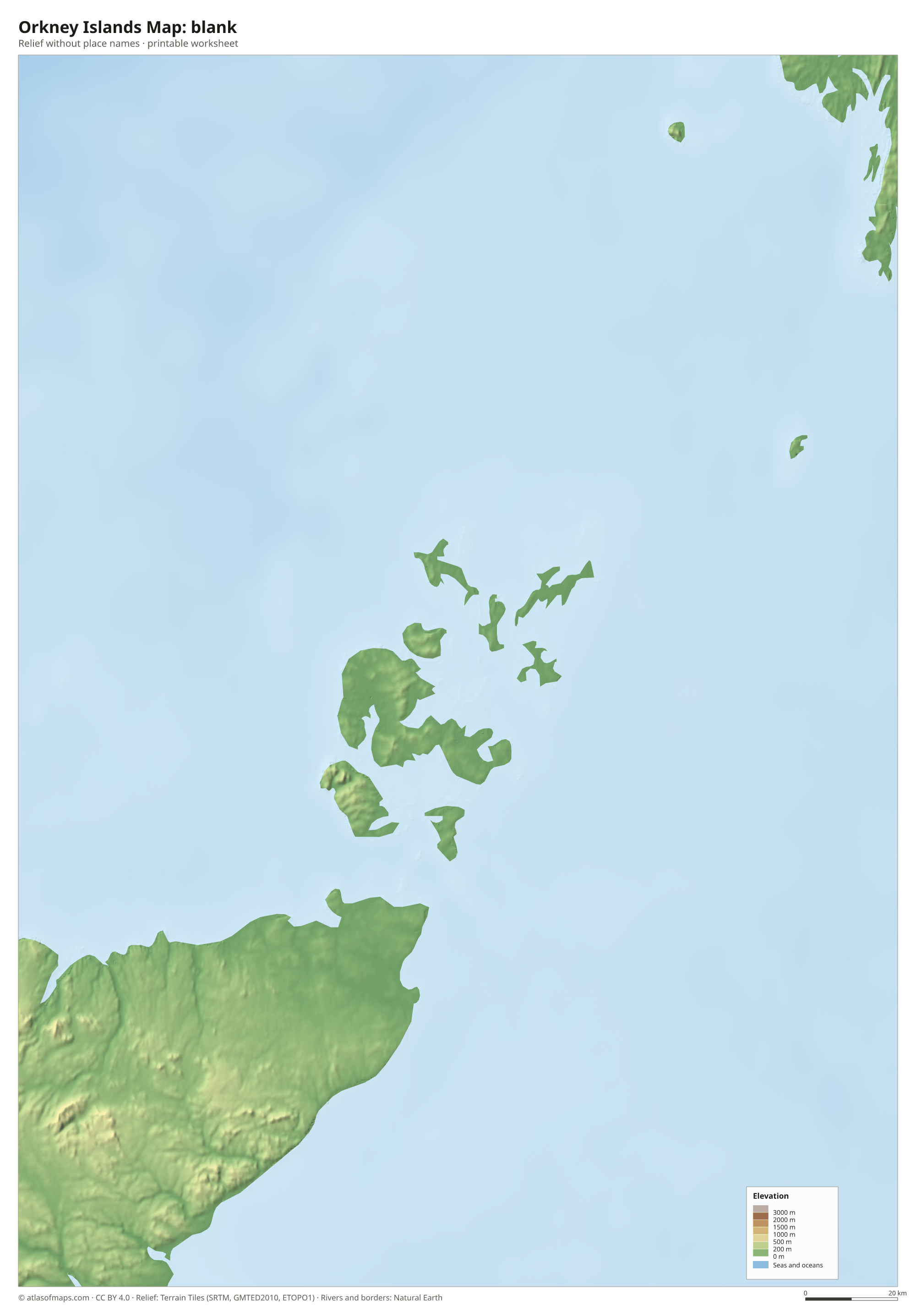 Orkney Islands Map without names