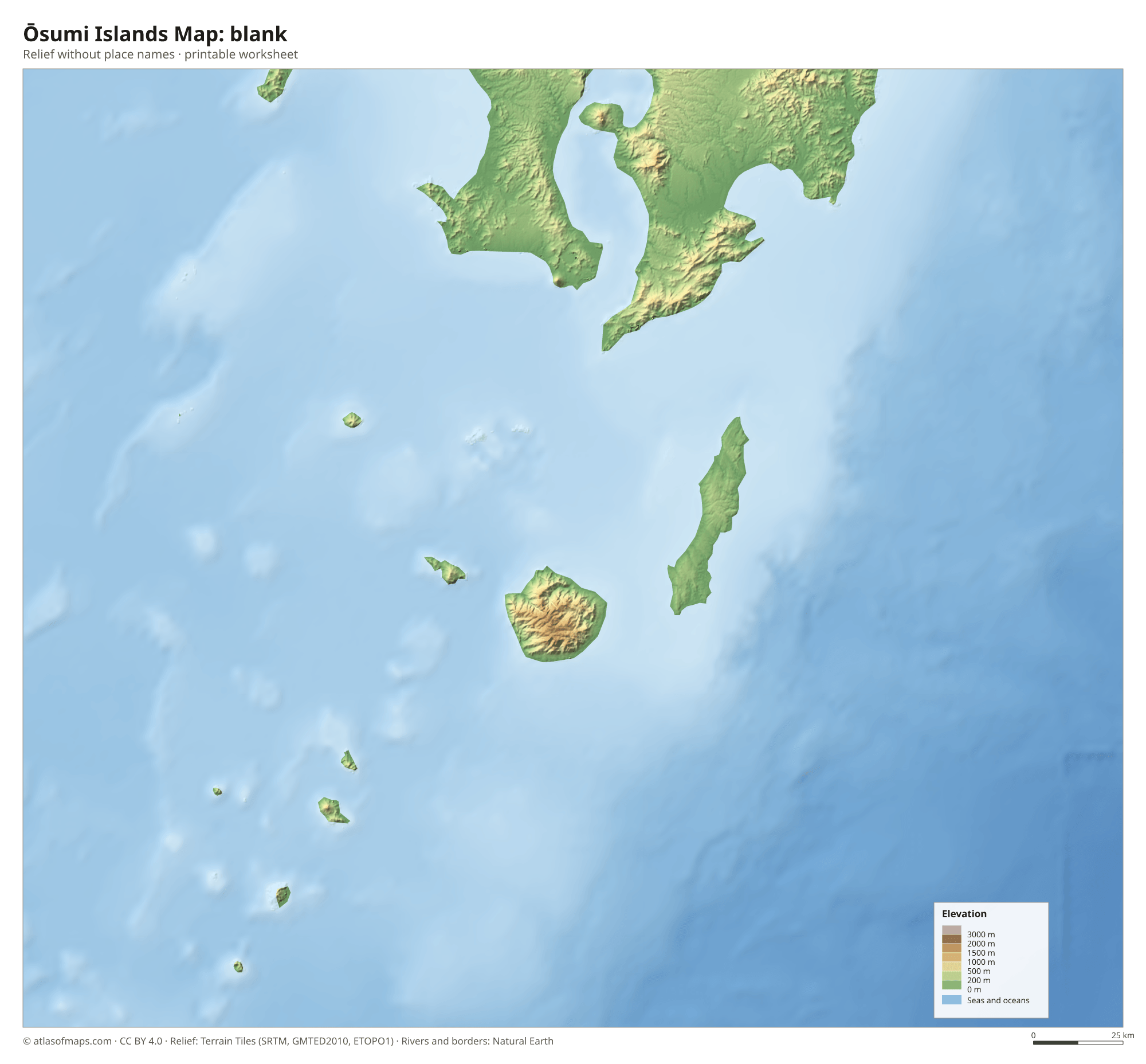 Ōsumi Islands Map without names