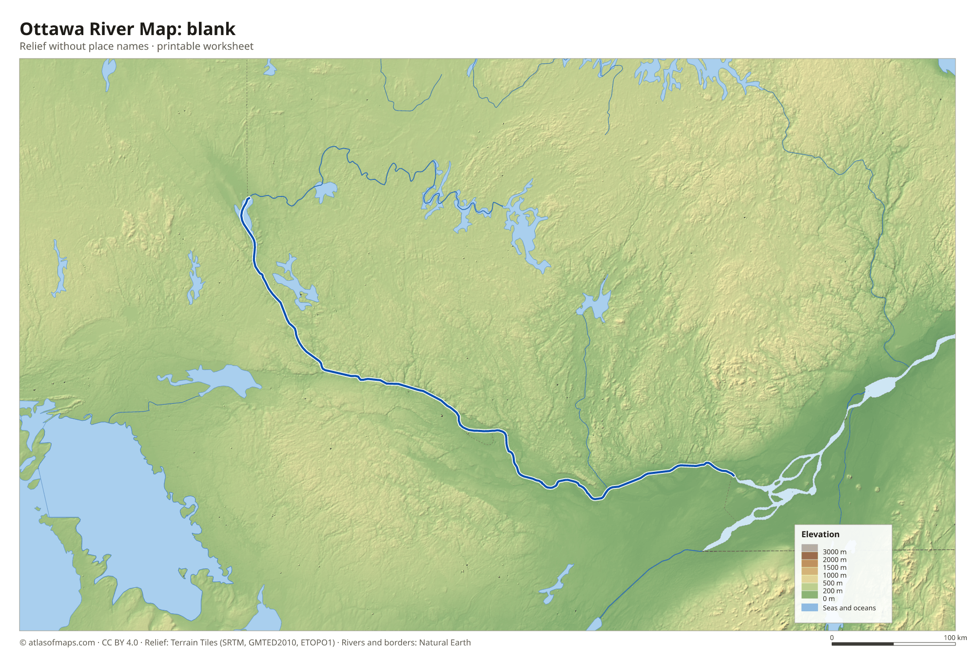 Ottawa River Map without names