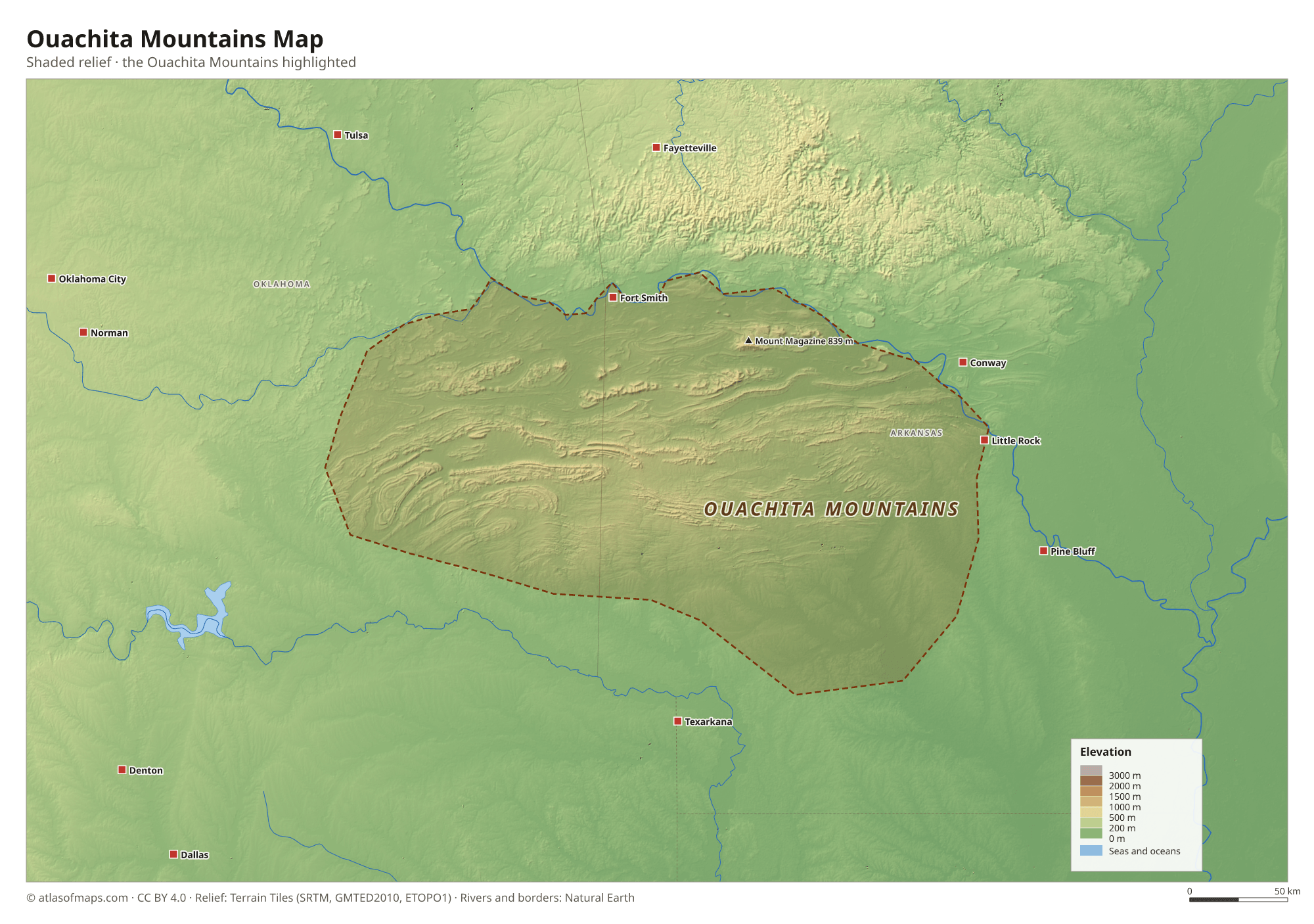 Ouachita Mountains Map