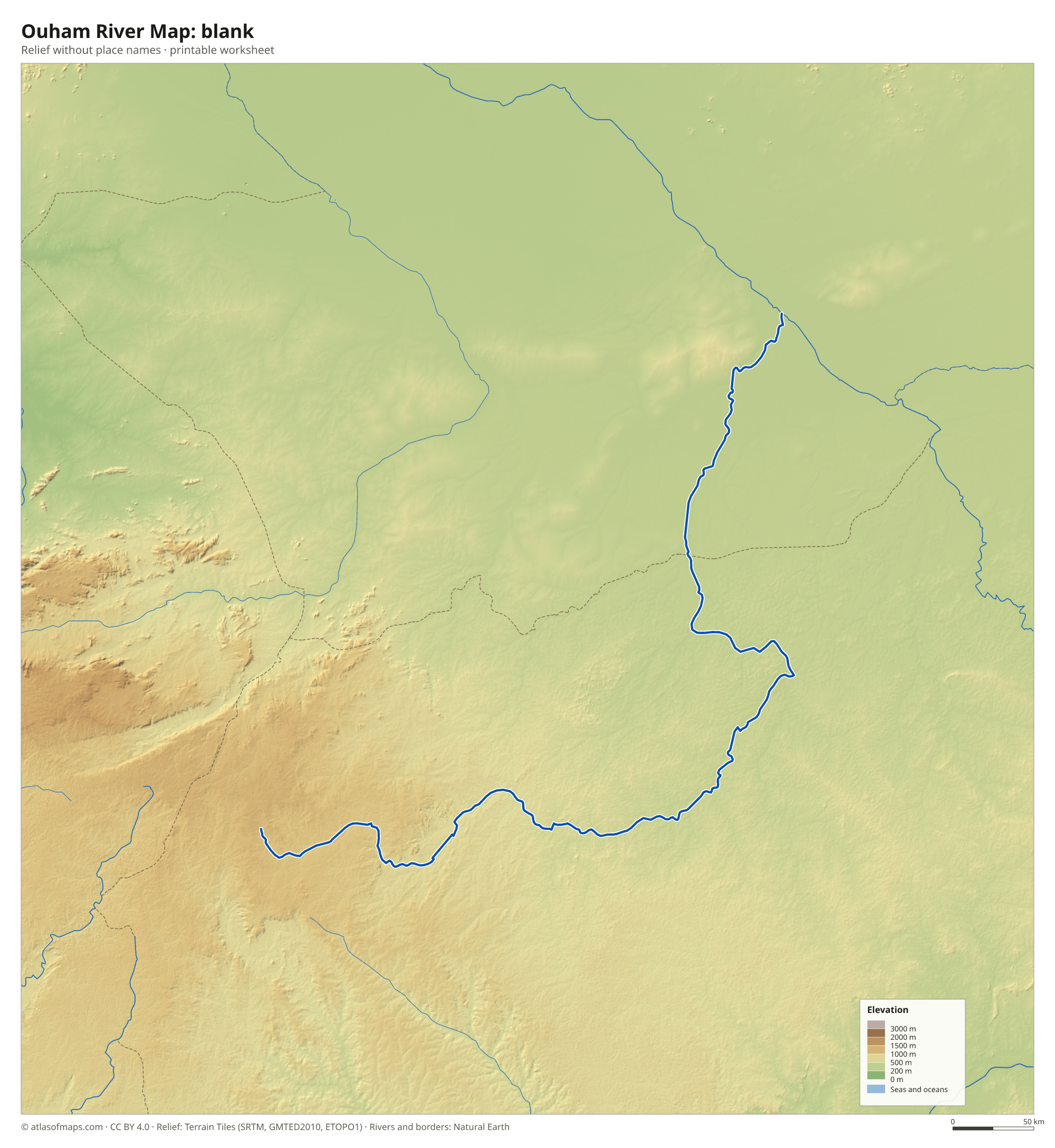 Ouham River Map without names