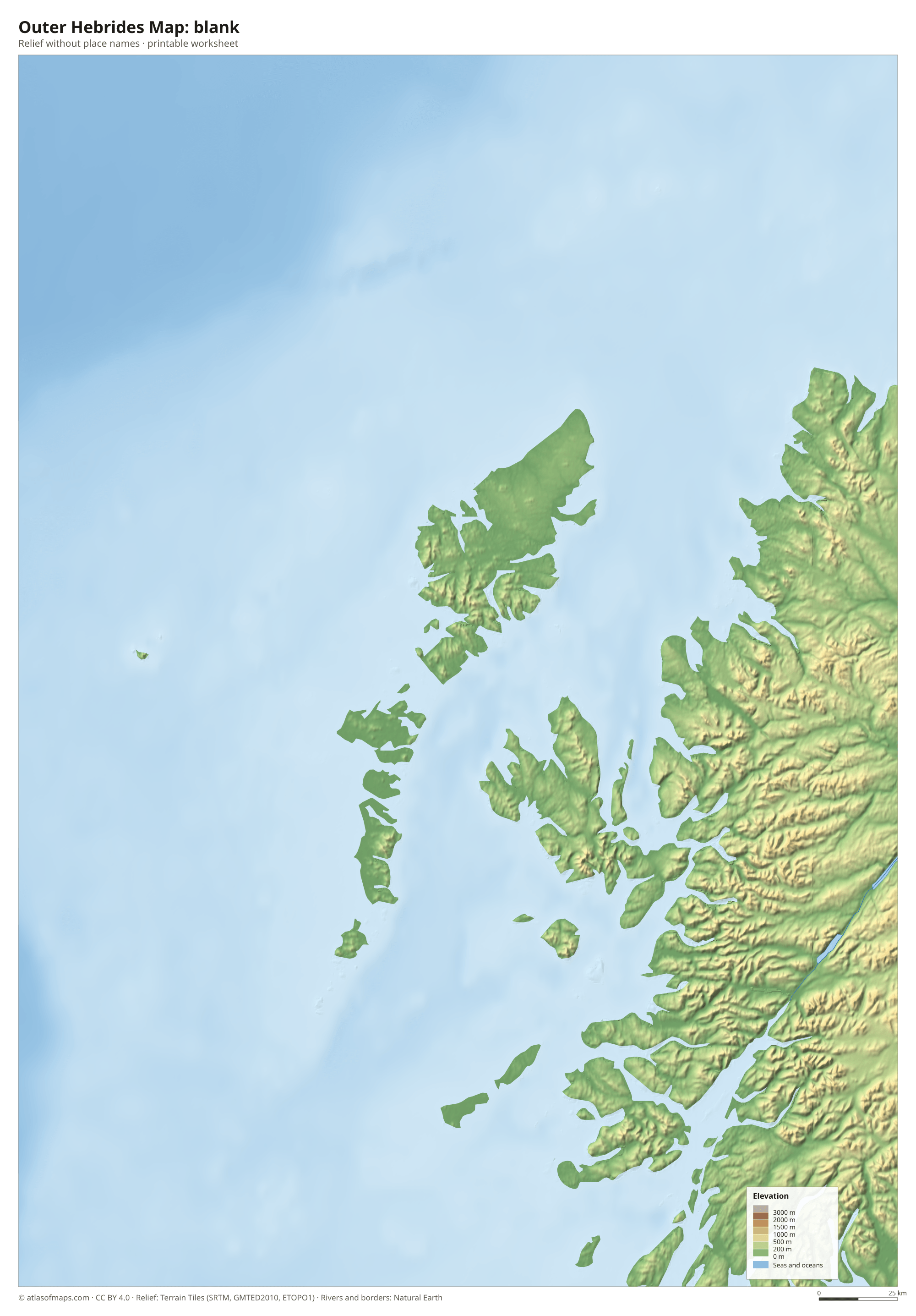 Outer Hebrides Map without names