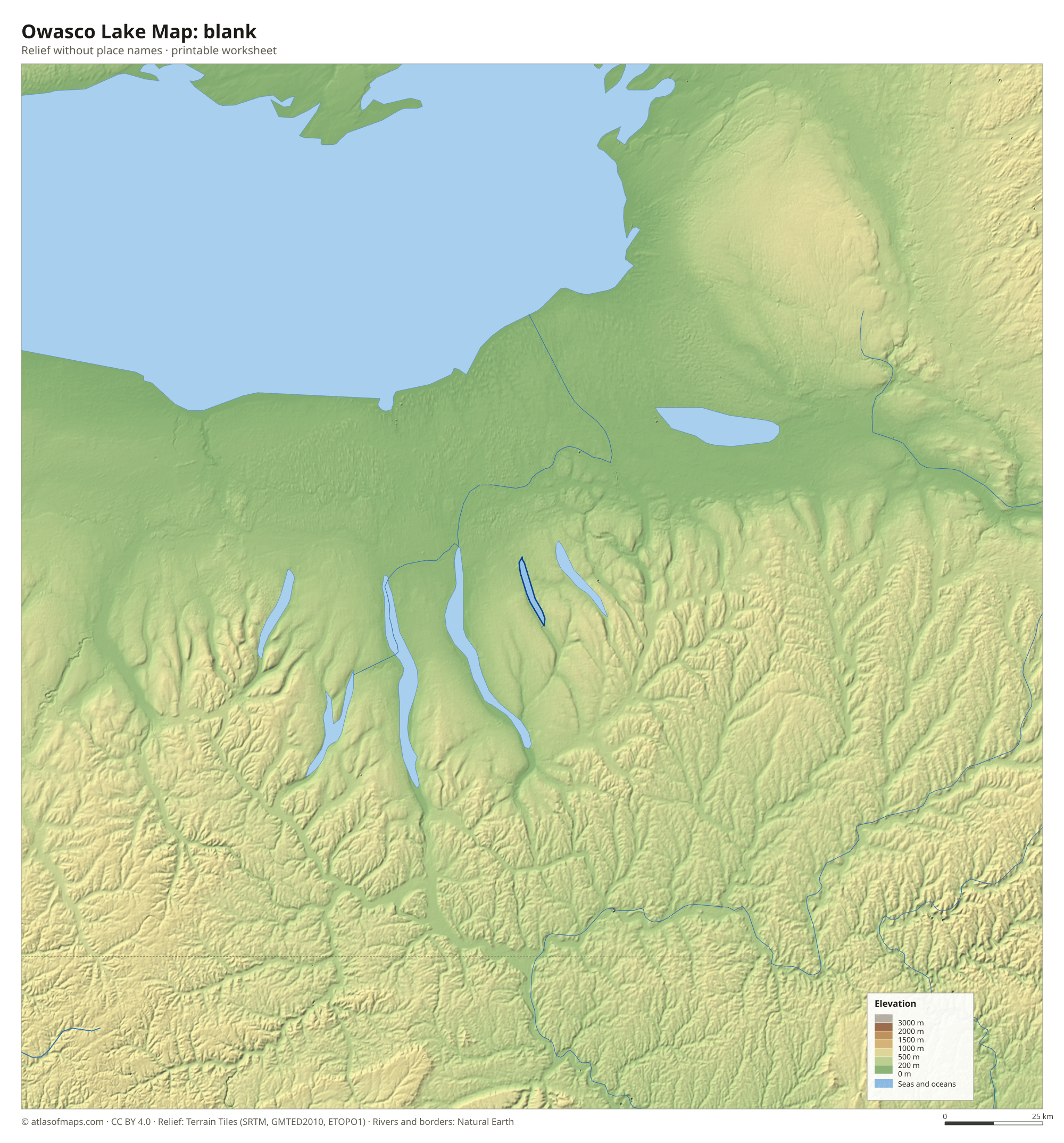 Owasco Lake Map without names
