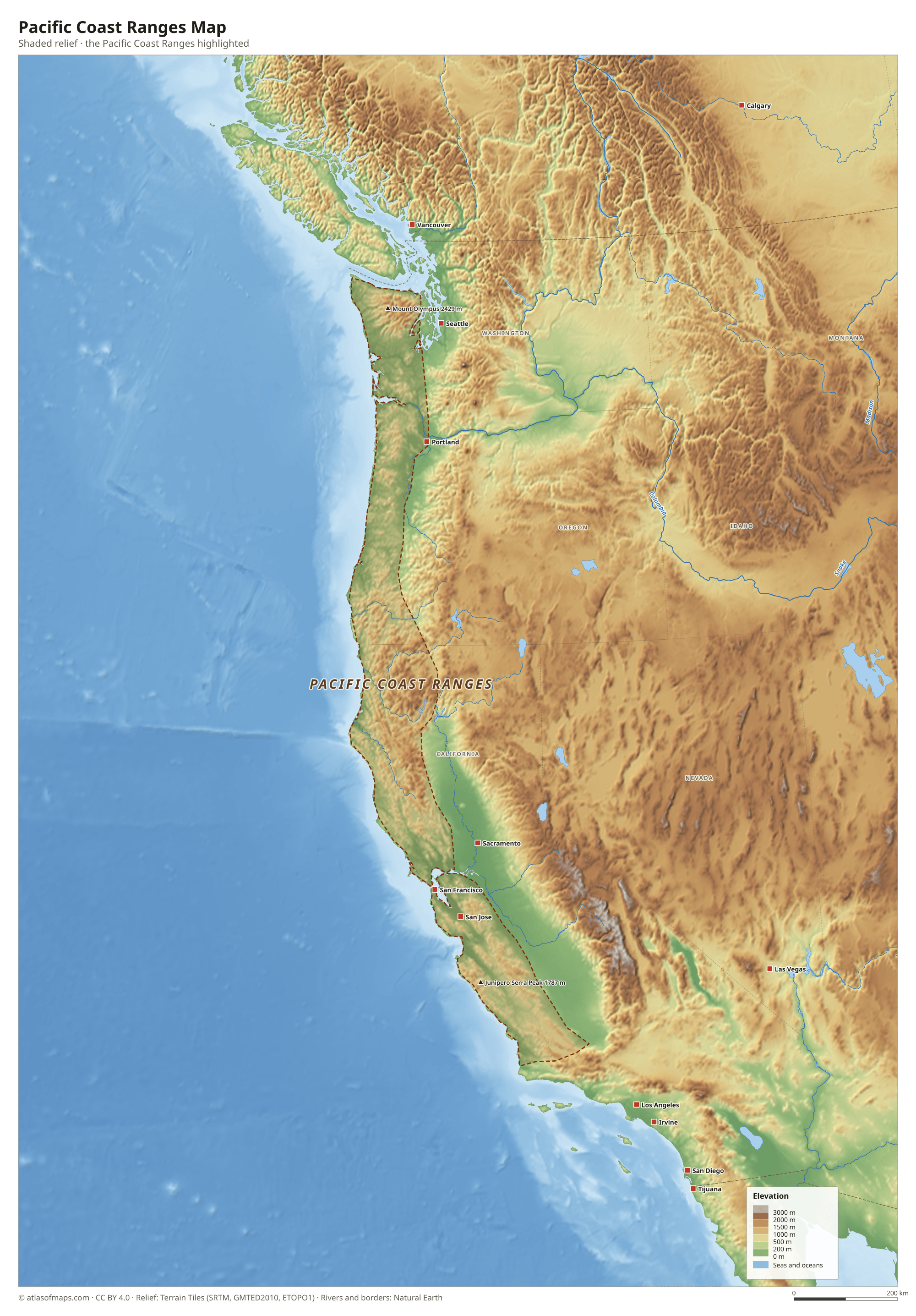 Pacific Coast Ranges Map