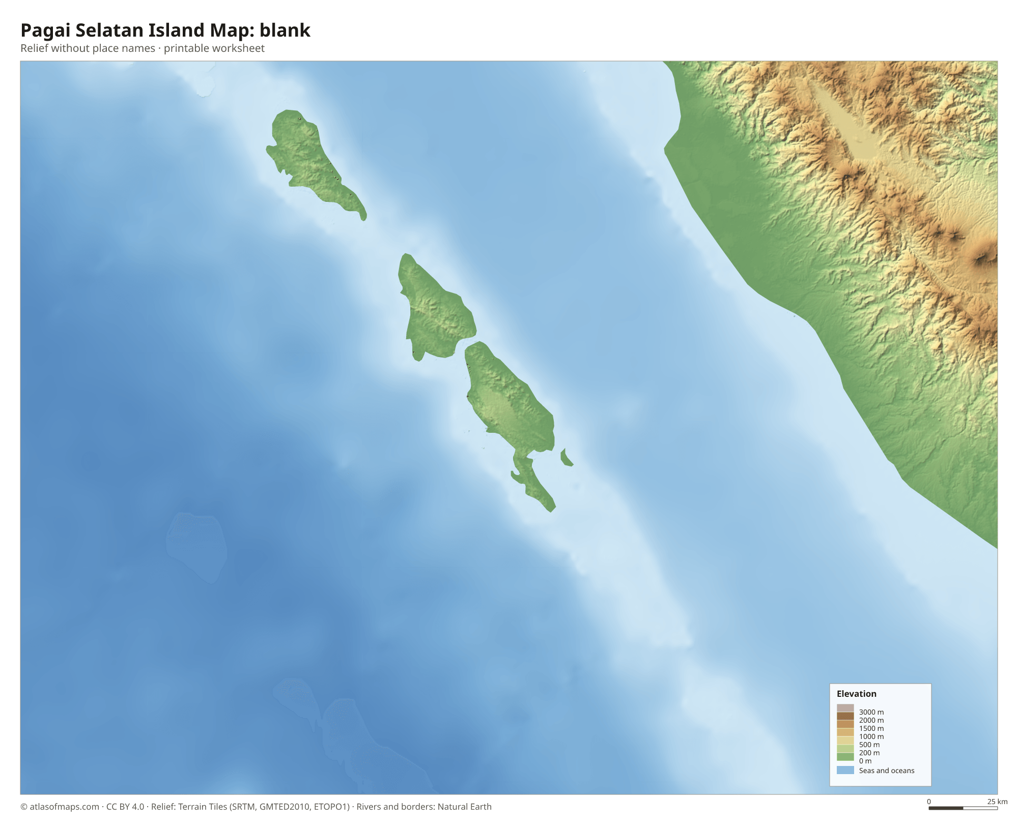 Pagai Selatan Island Map without names