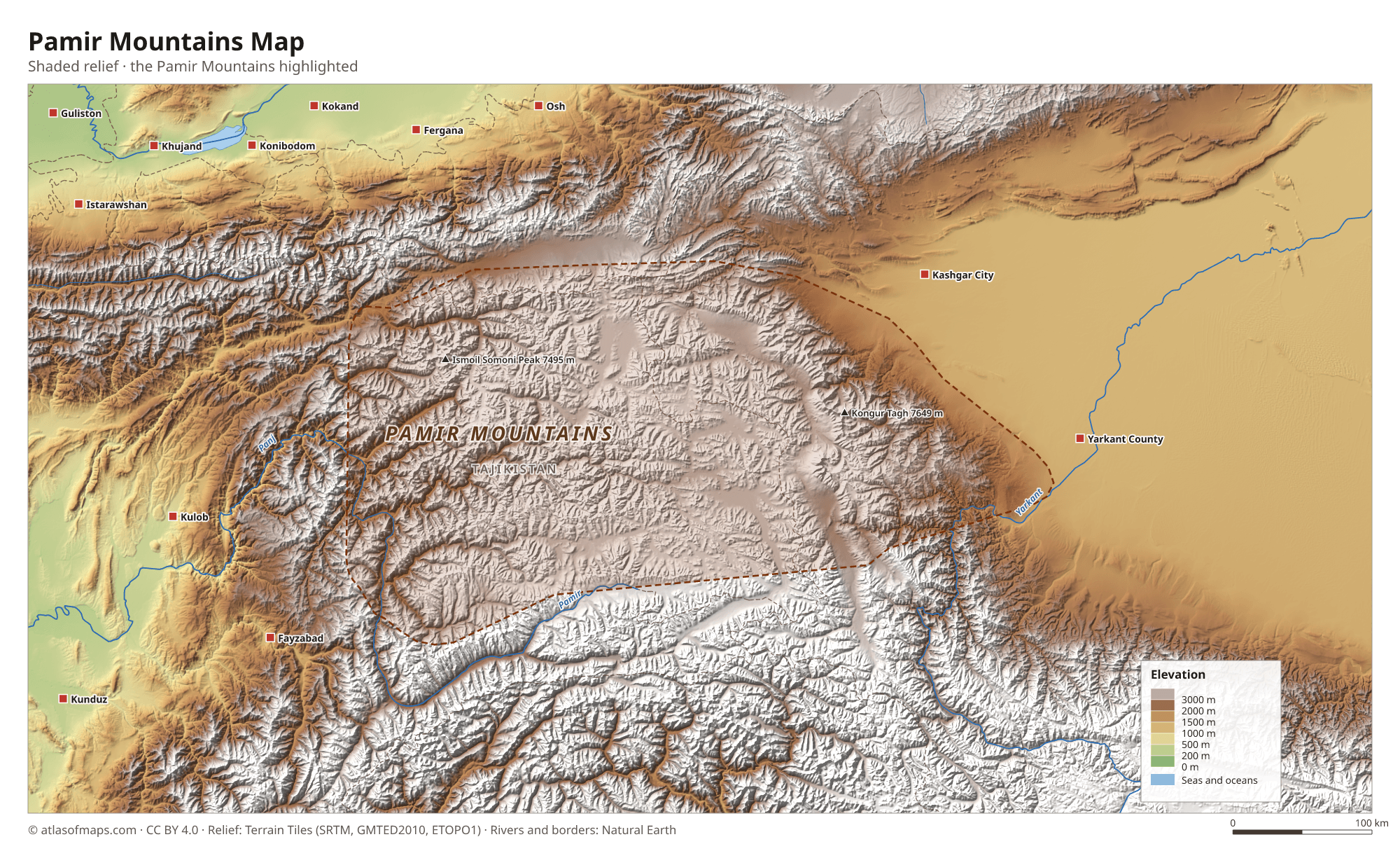 Pamir Mountains Map
