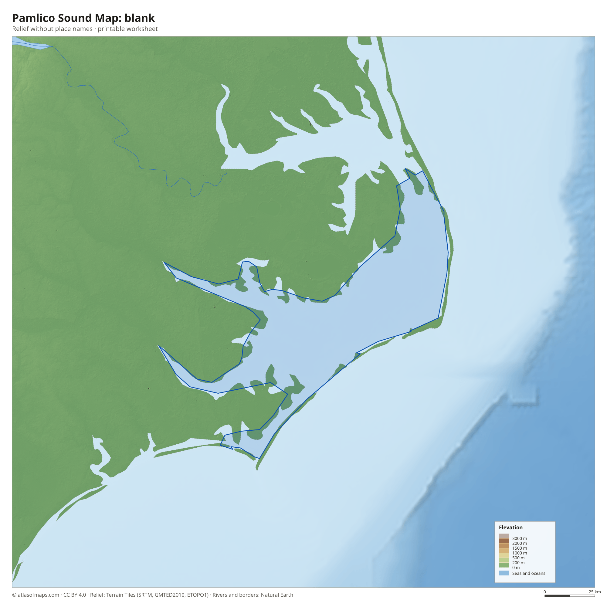 Pamlico Sound Map without names