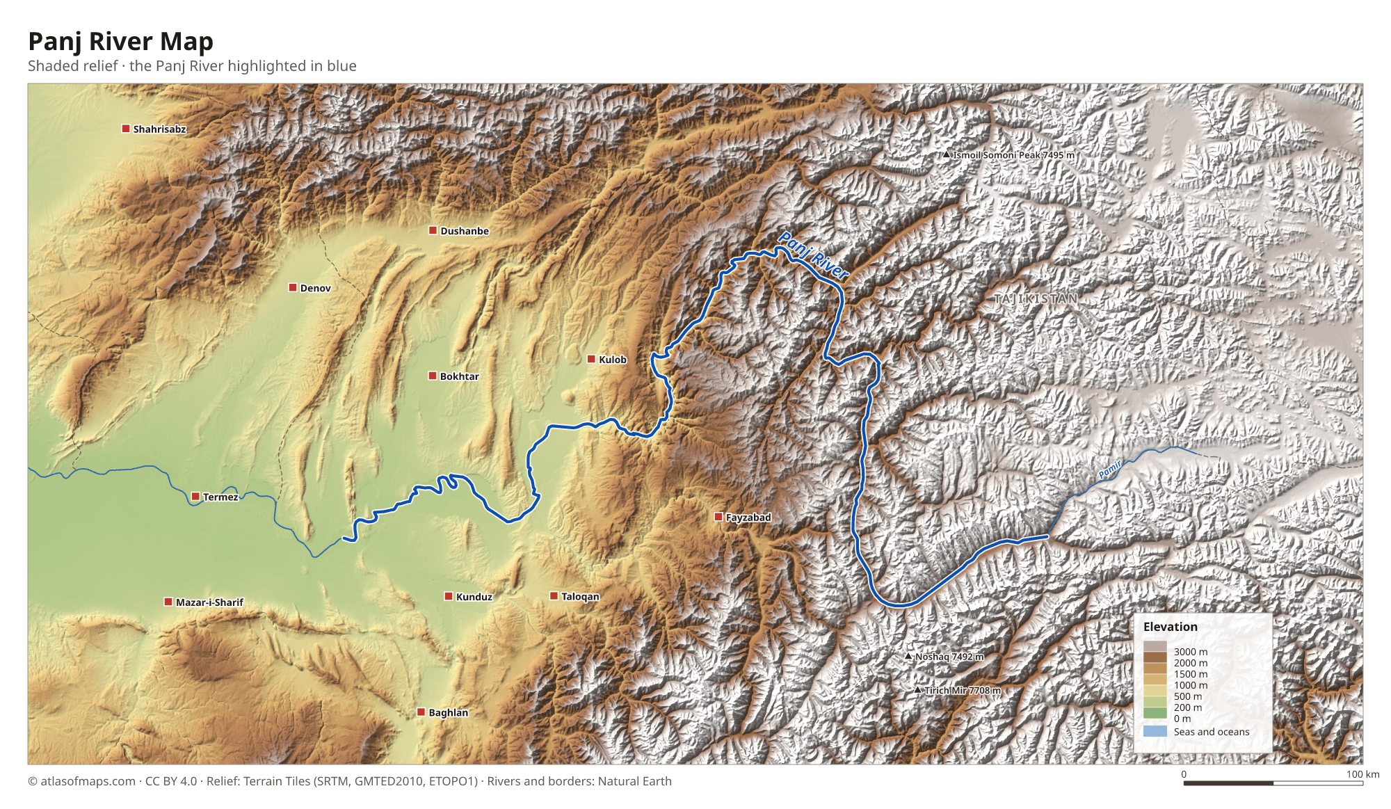Panj River Map