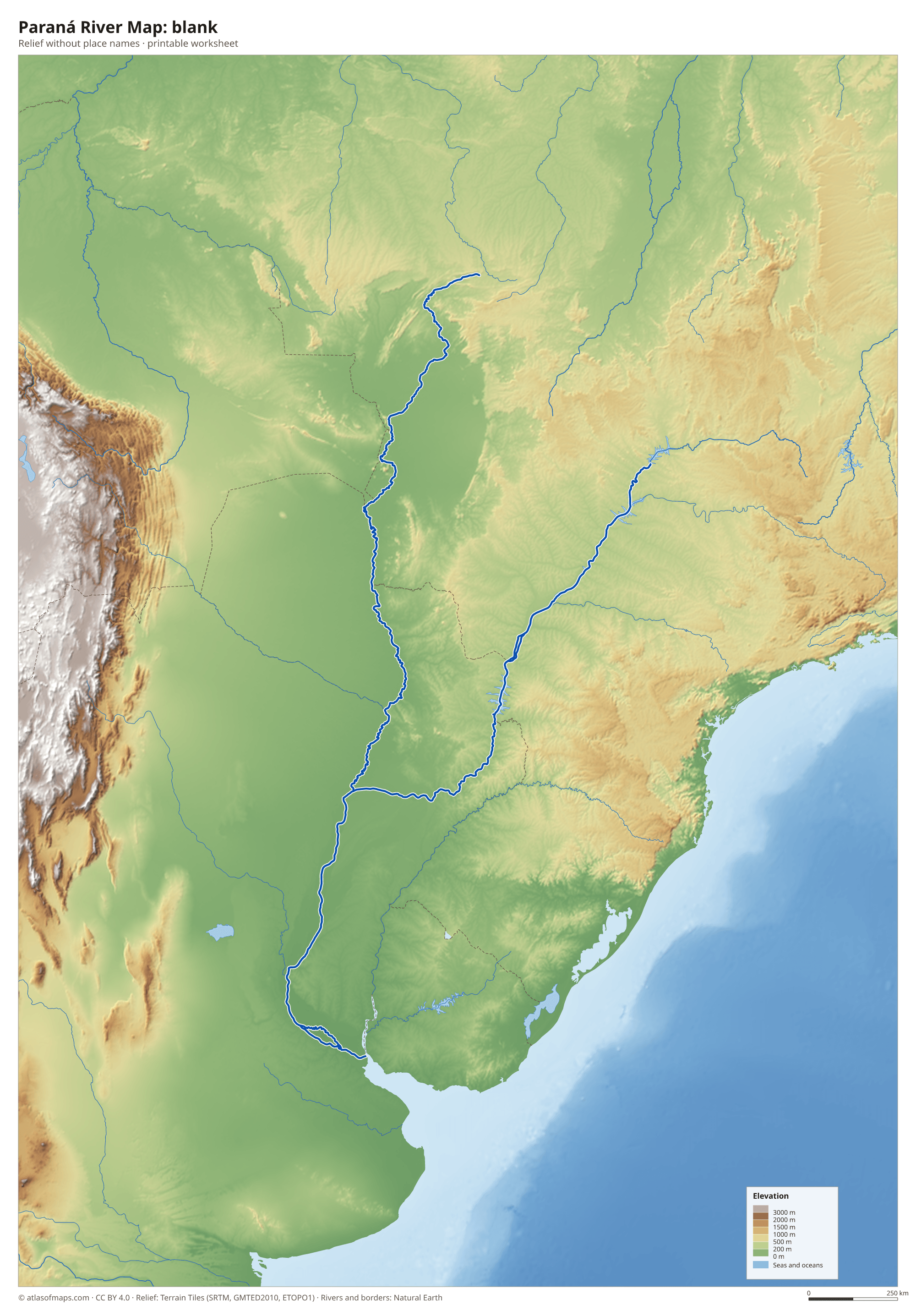 Paraná River Map without names