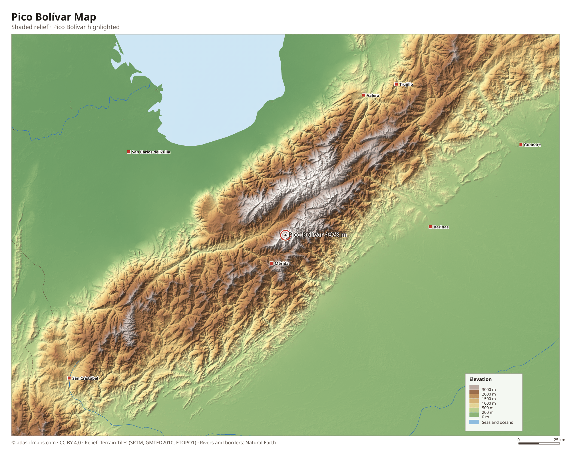 Pico Bolívar Map