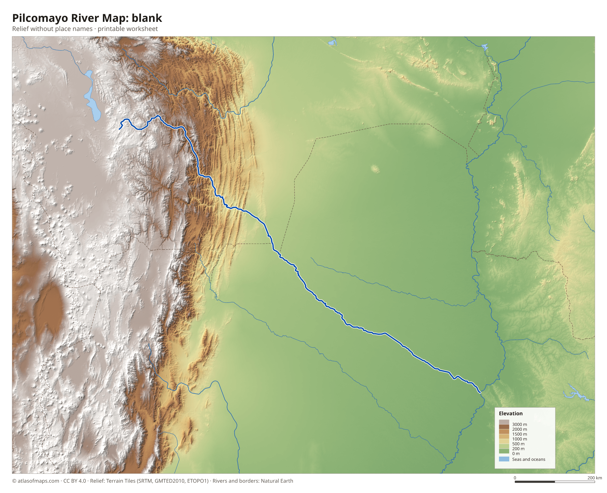 Pilcomayo River Map without names