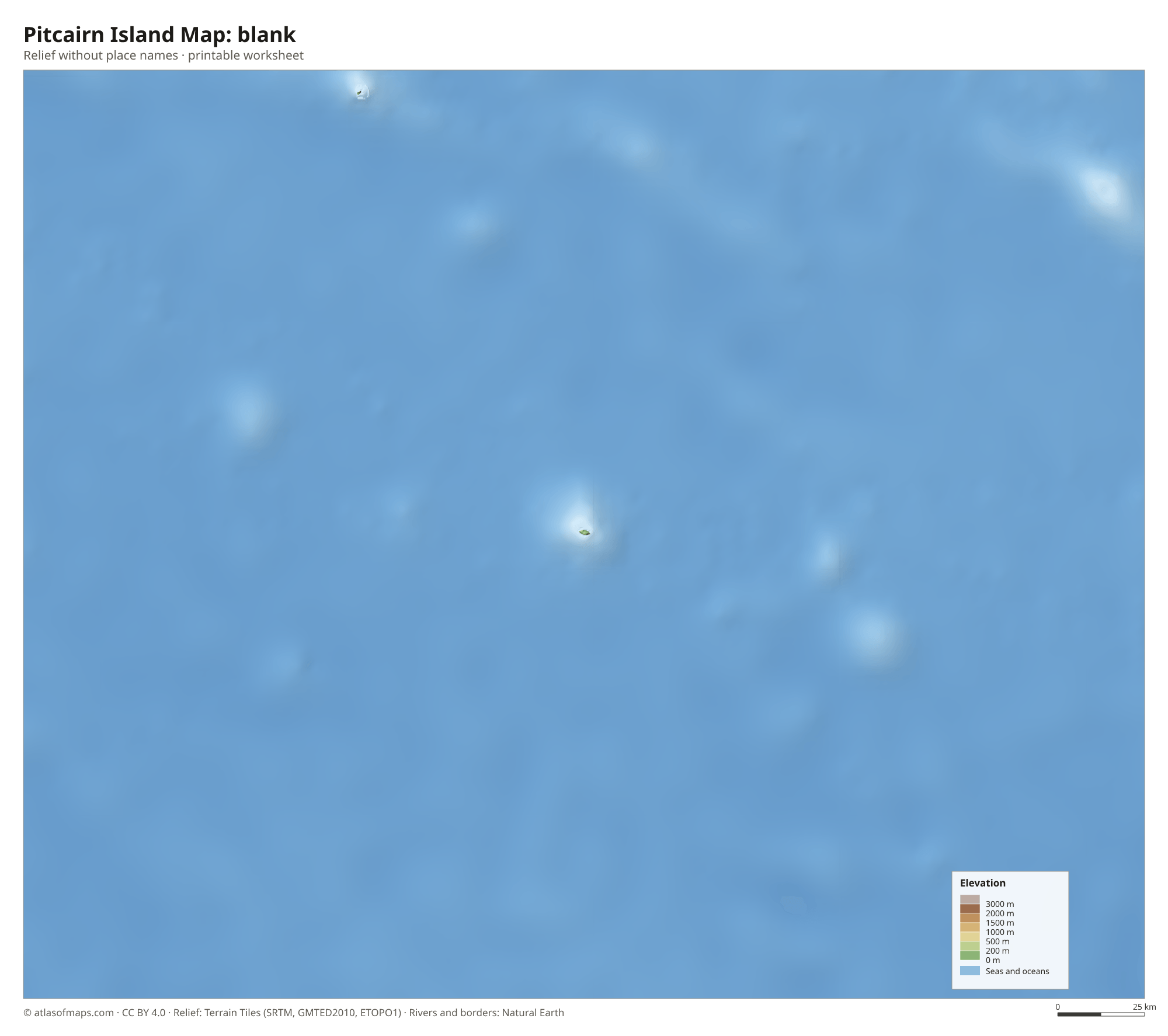 Pitcairn Island Map without names