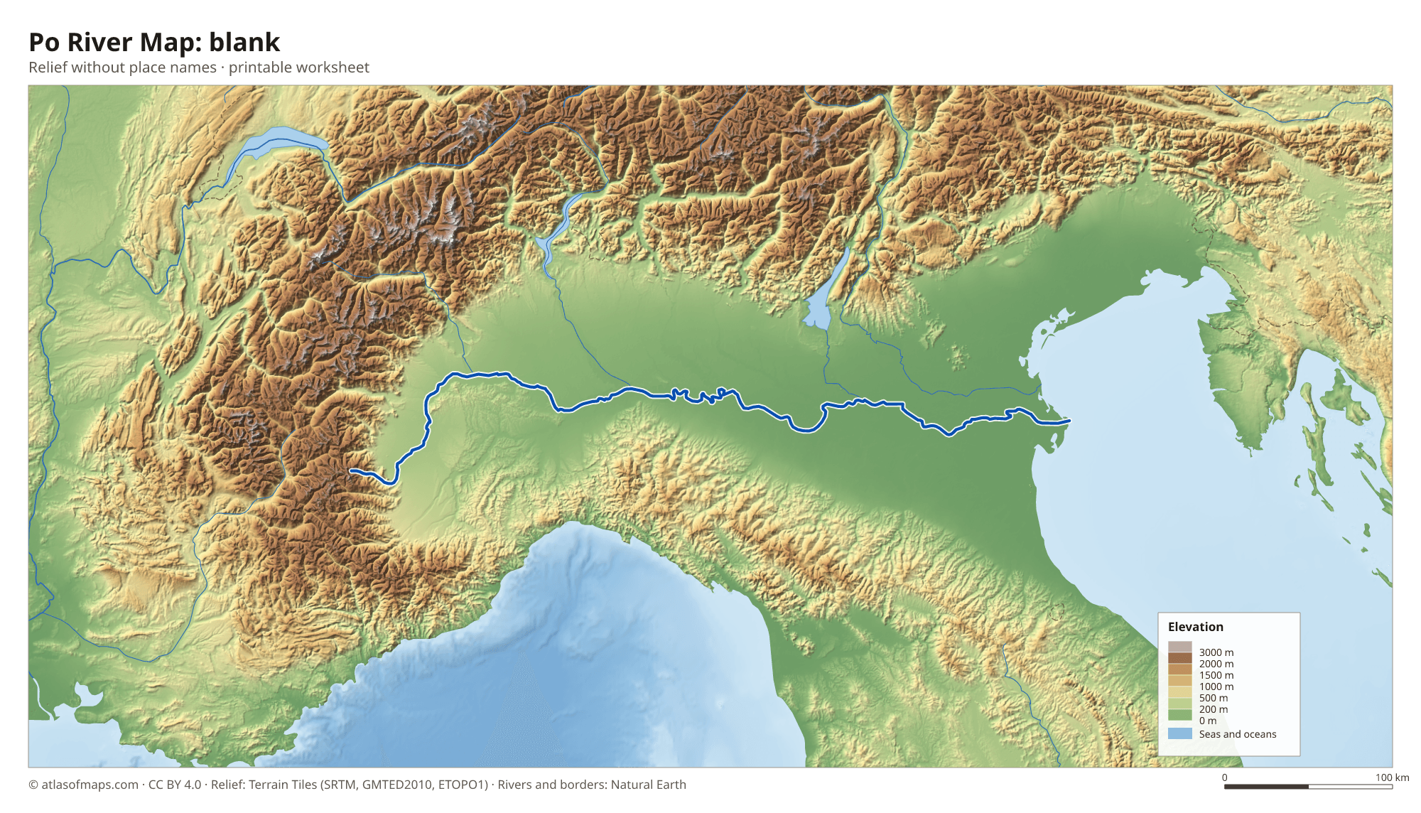 Po River Map without names