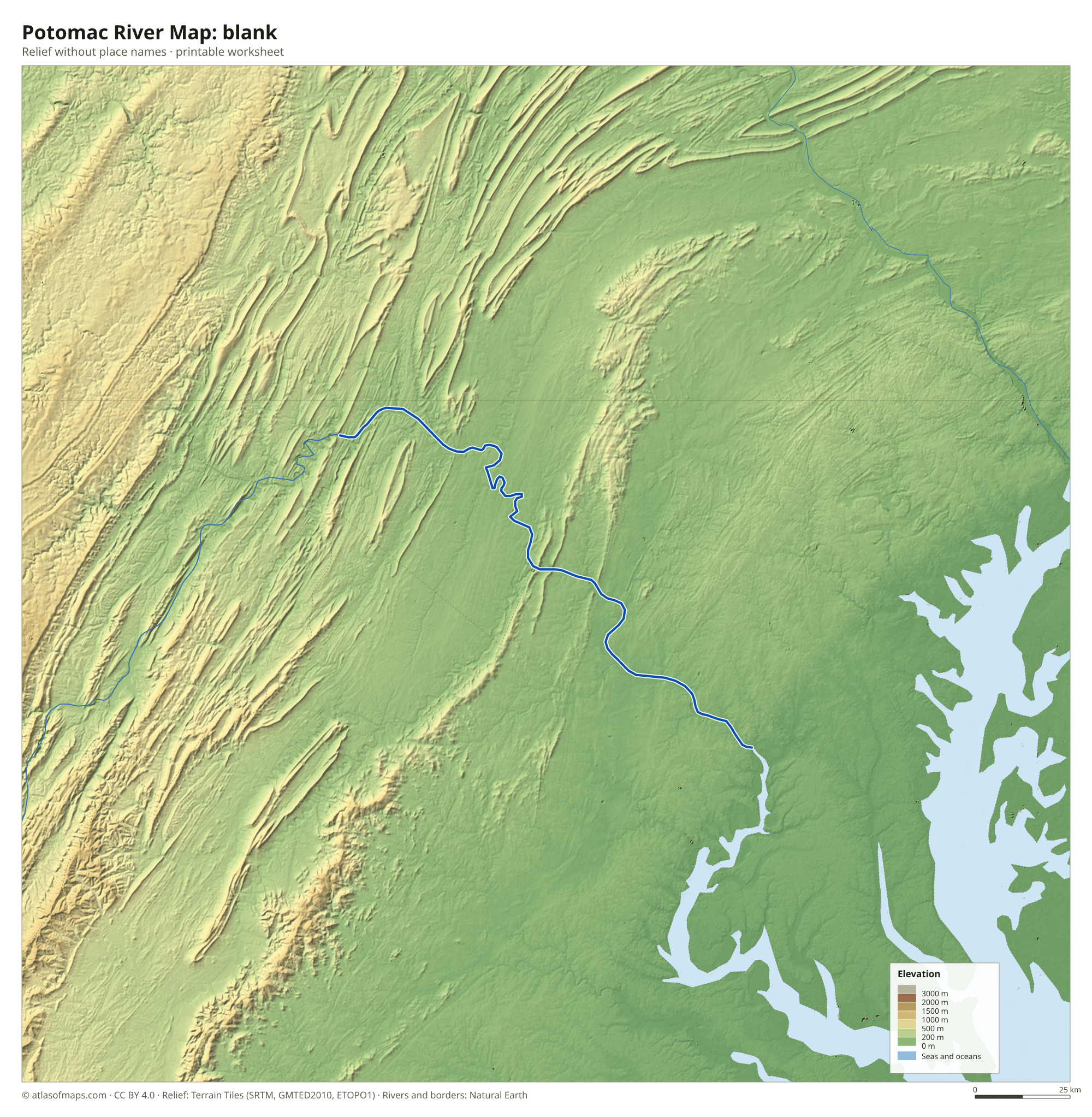 Potomac River Map without names