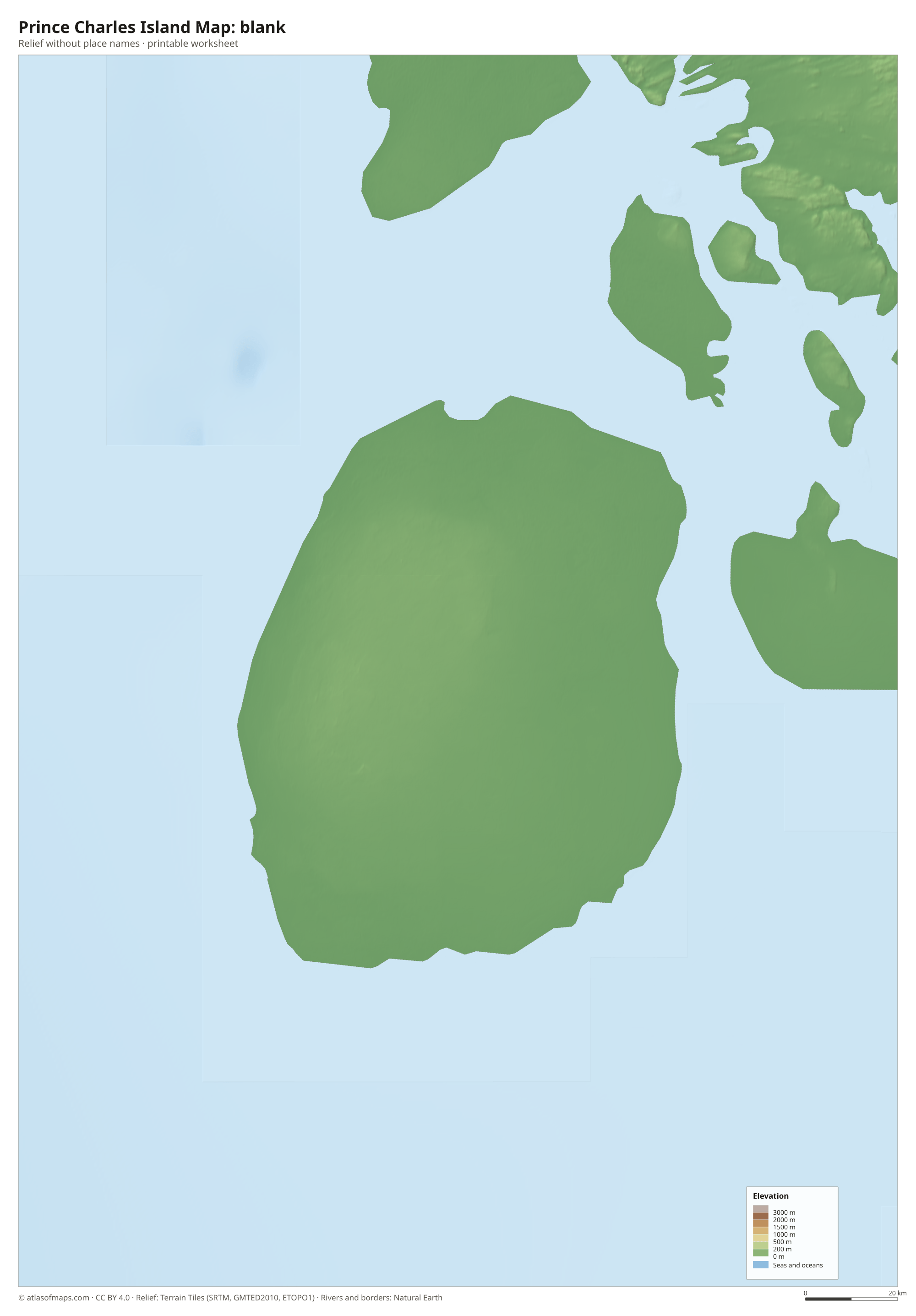 Prince Charles Island Map without names