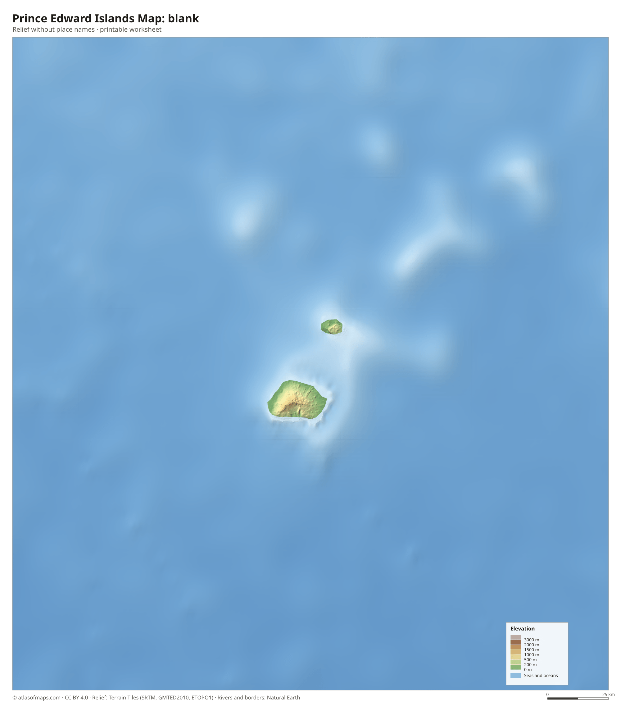 Prince Edward Islands Map without names