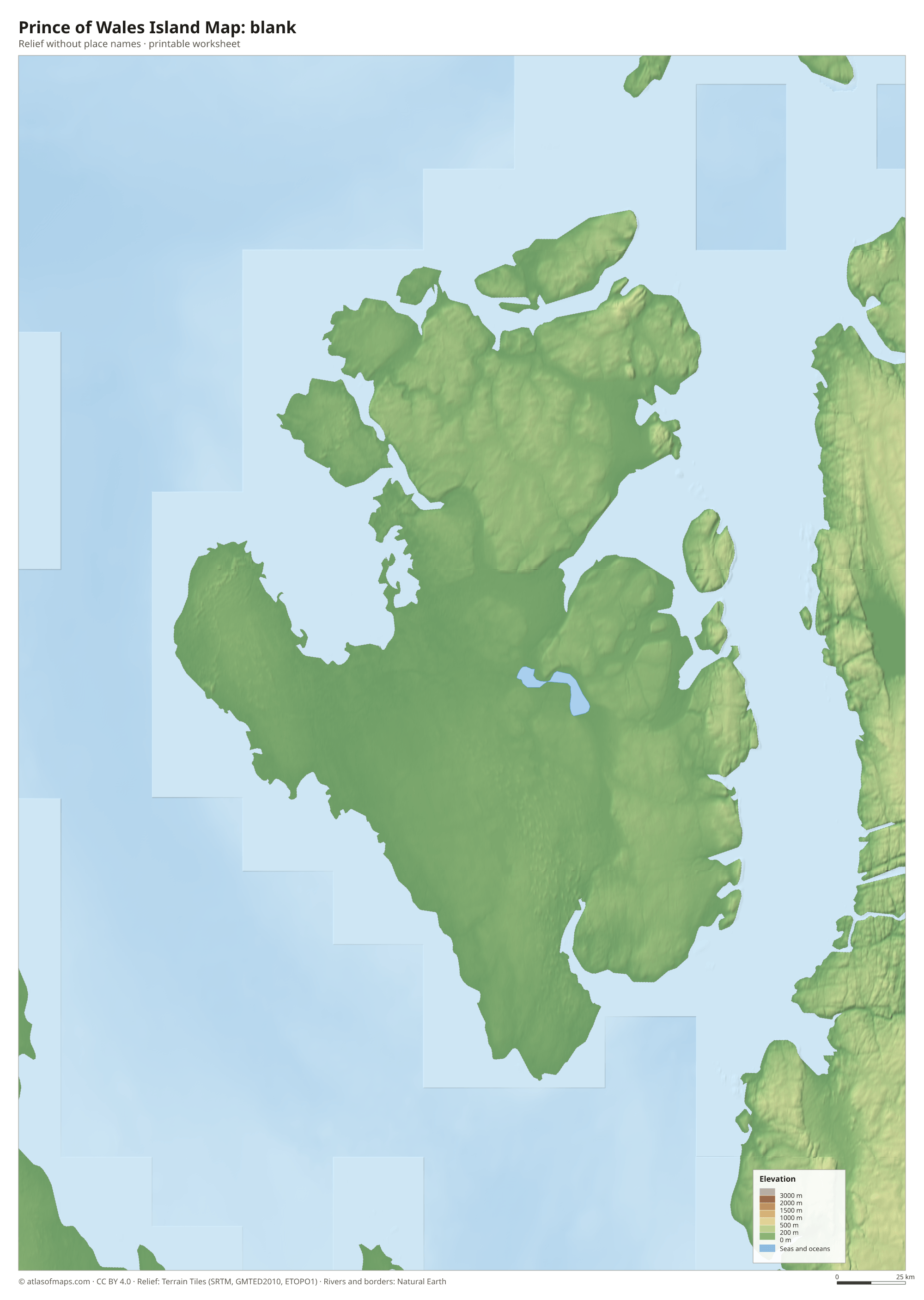 Prince of Wales Island Map without names