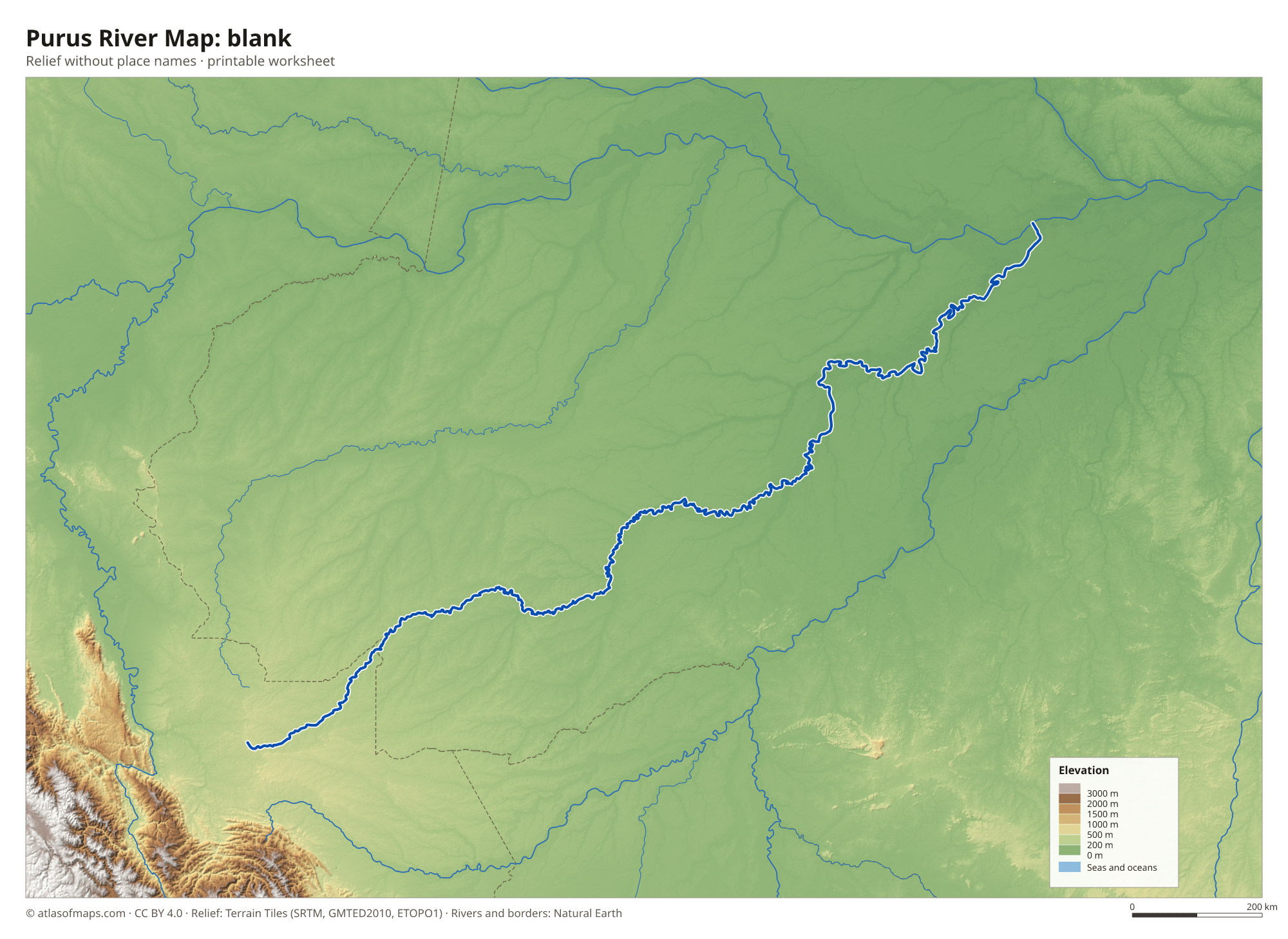 Purus River Map without names