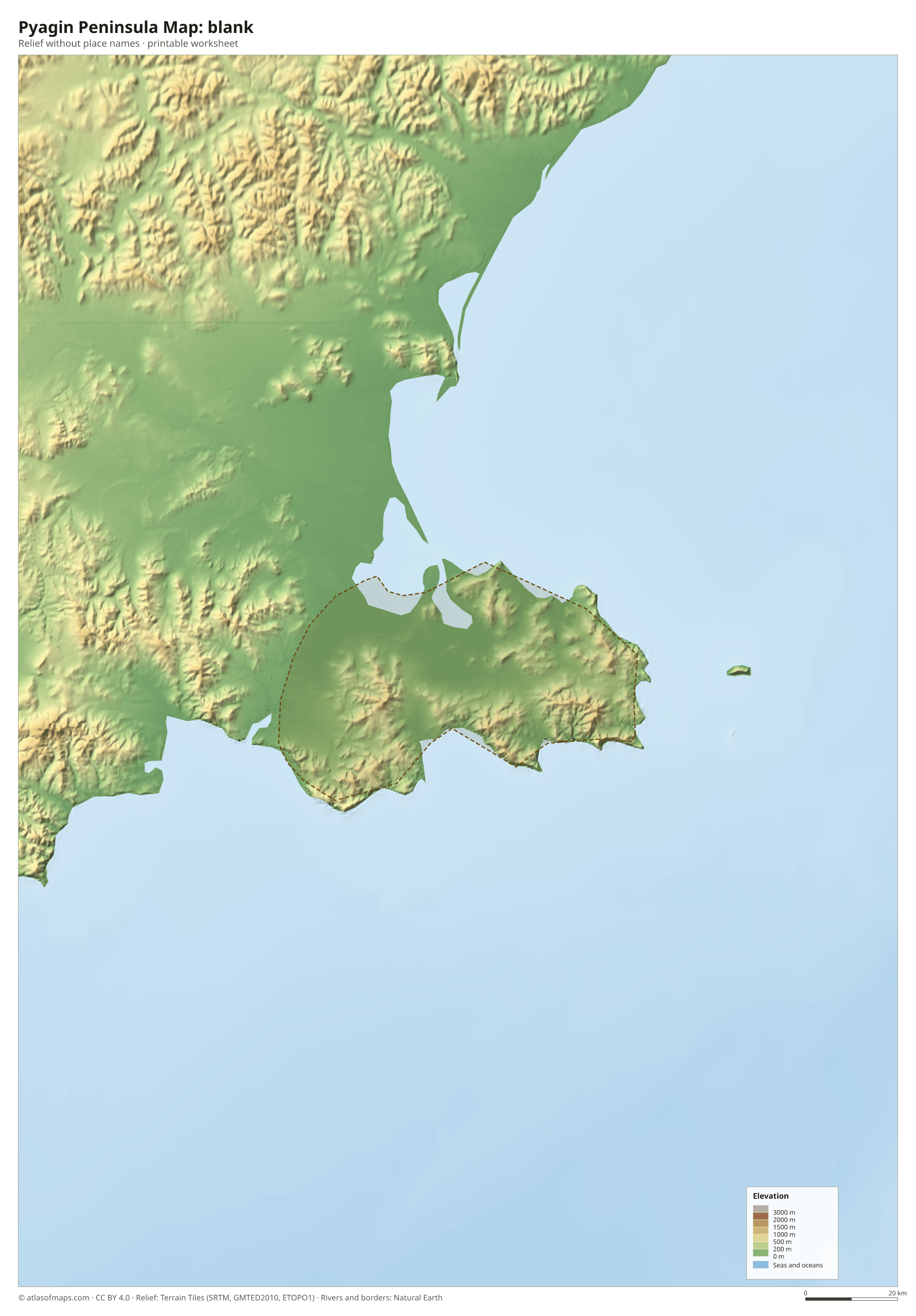 Pyagin Peninsula Map without names