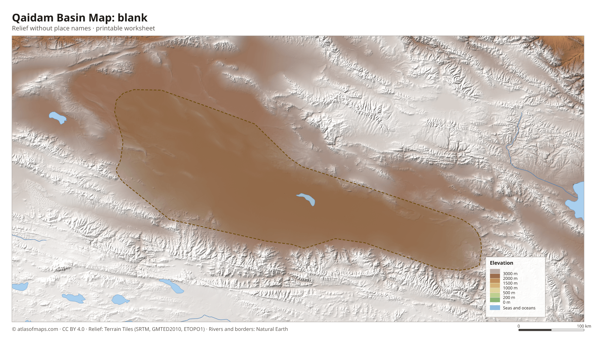 Qaidam Basin Map without names