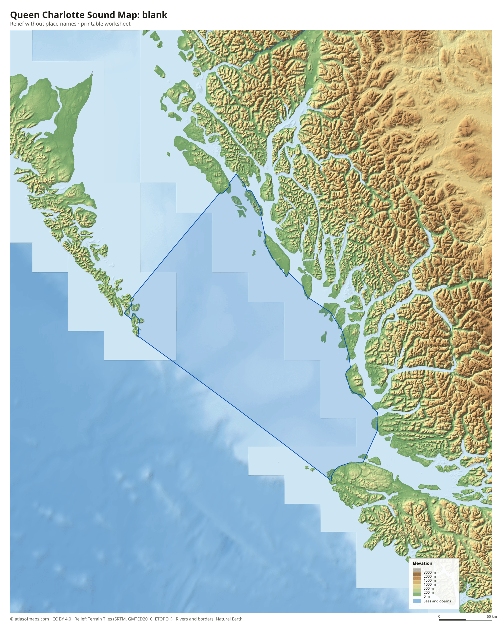 Queen Charlotte Sound Map without names