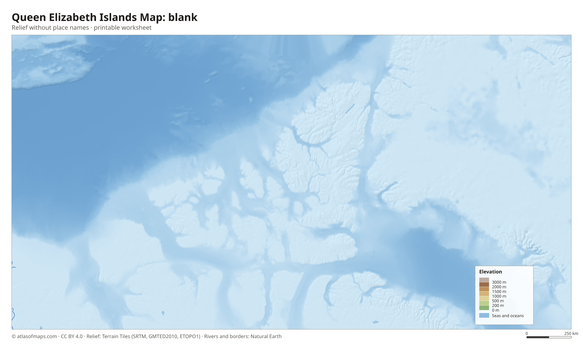 Queen Elizabeth Islands Map without names