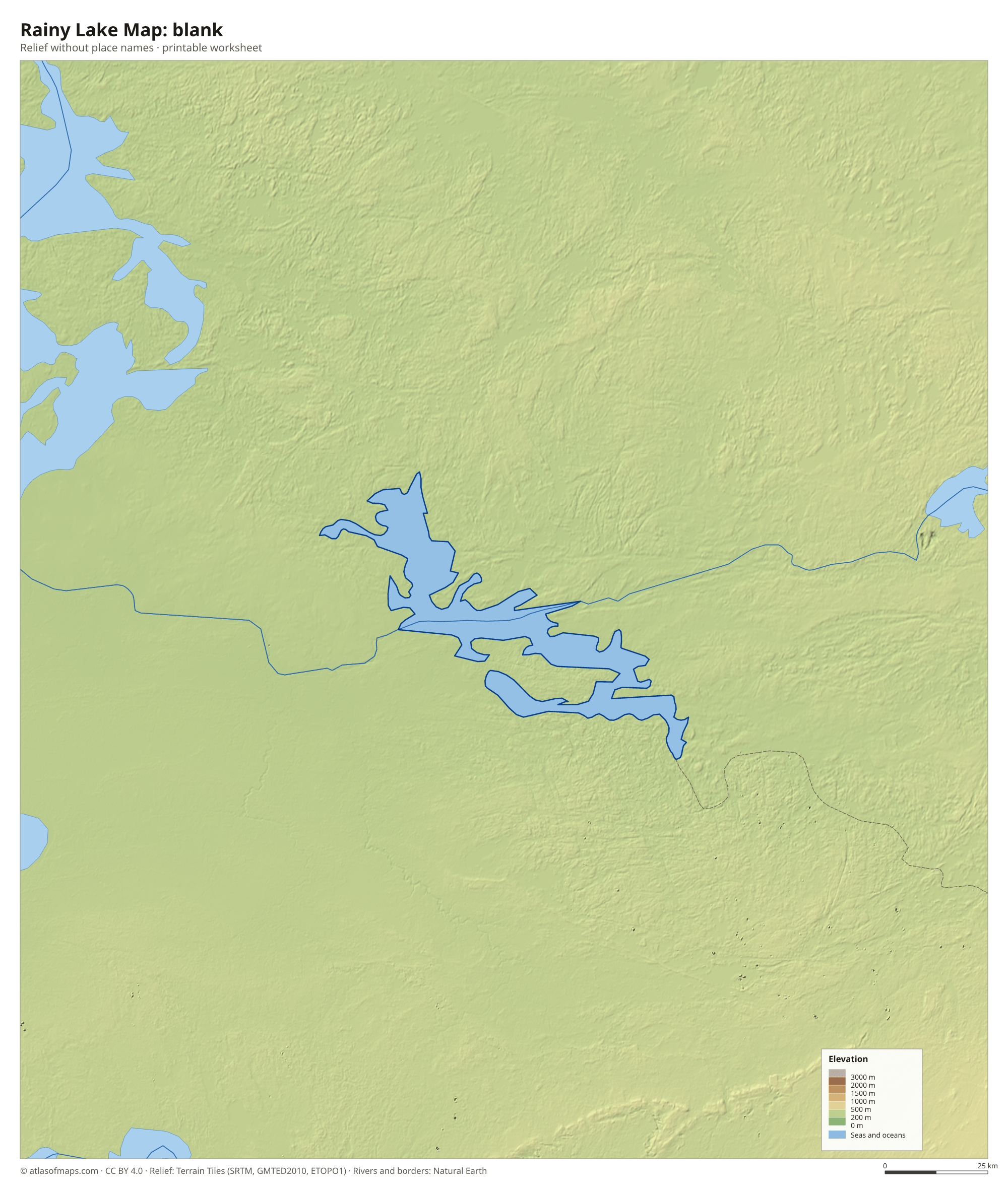 Rainy Lake Map without names
