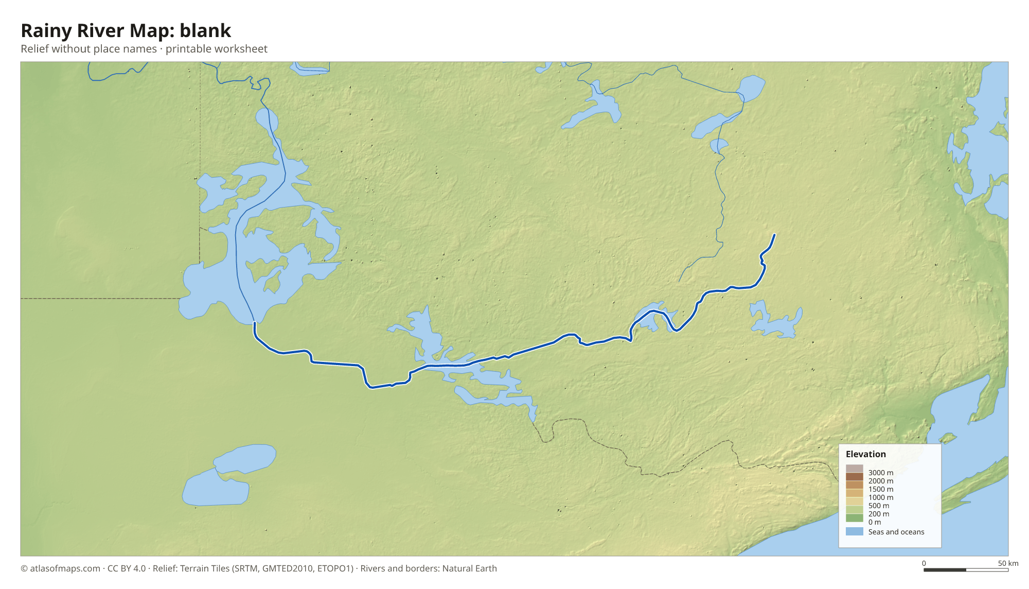 Rainy River Map without names