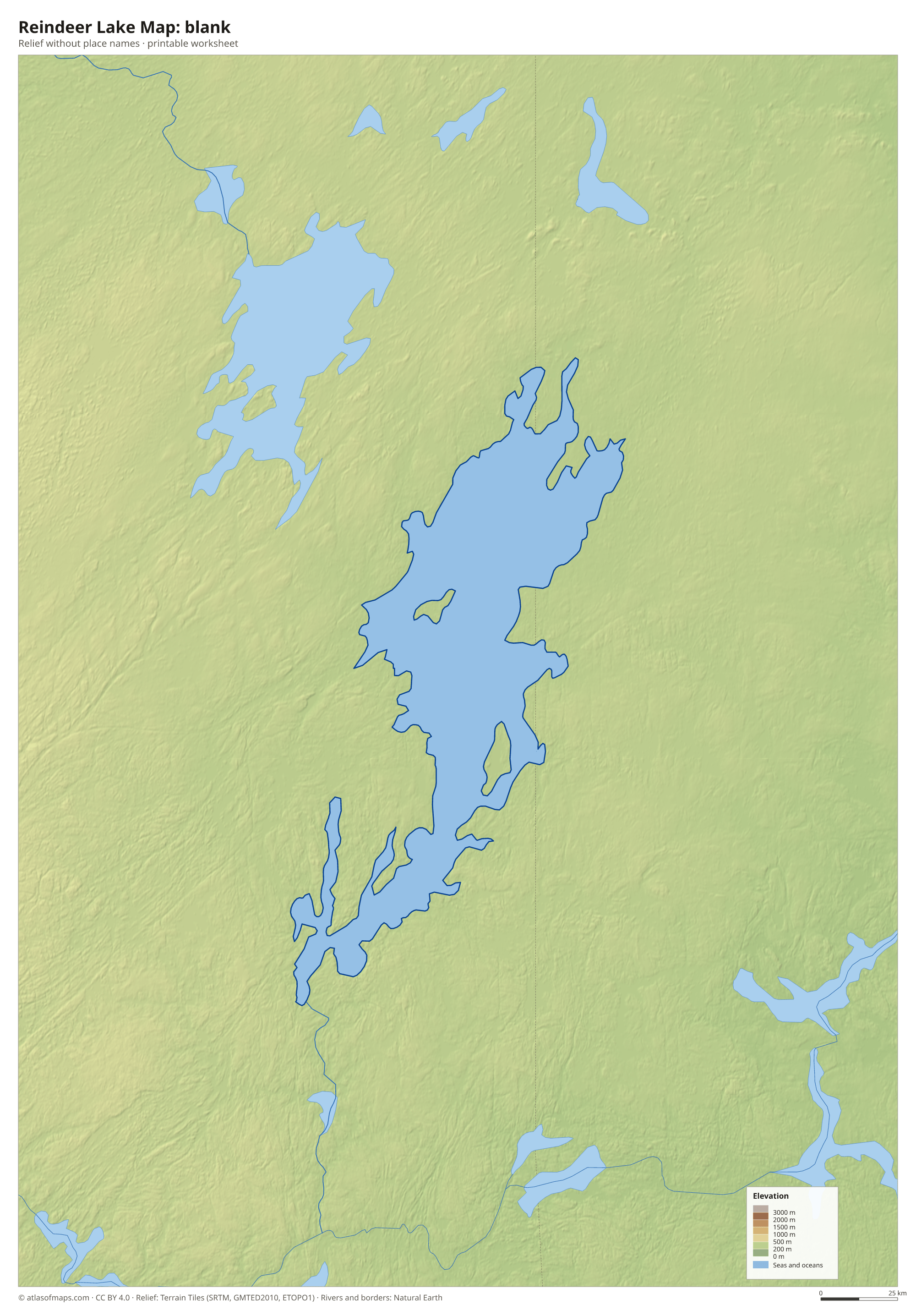 Reindeer Lake Map without names