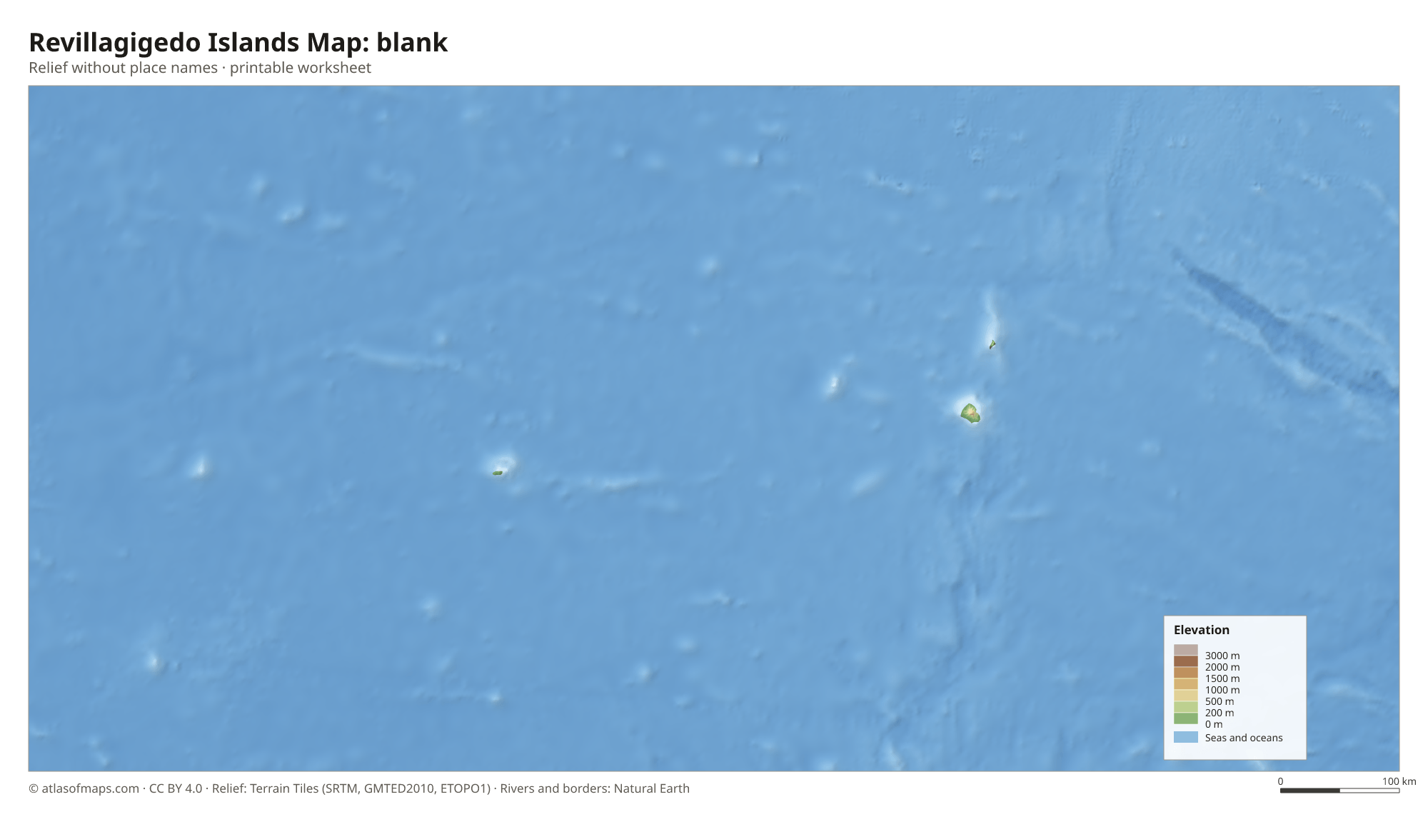 Revillagigedo Islands Map without names