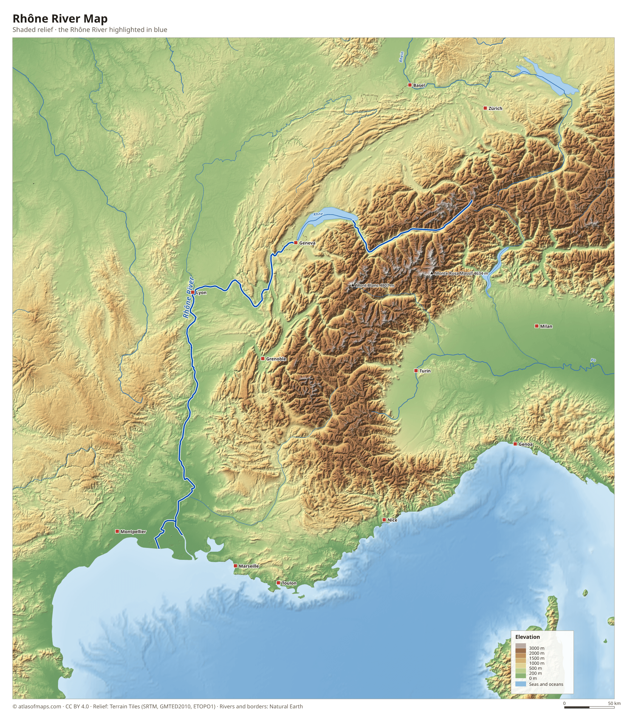 Rhône River Map