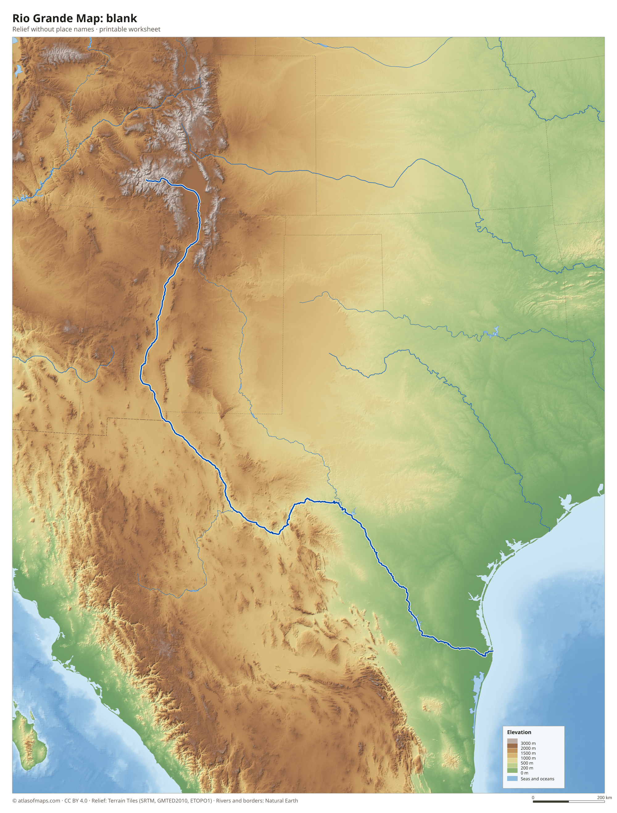 Rio Grande Map without names