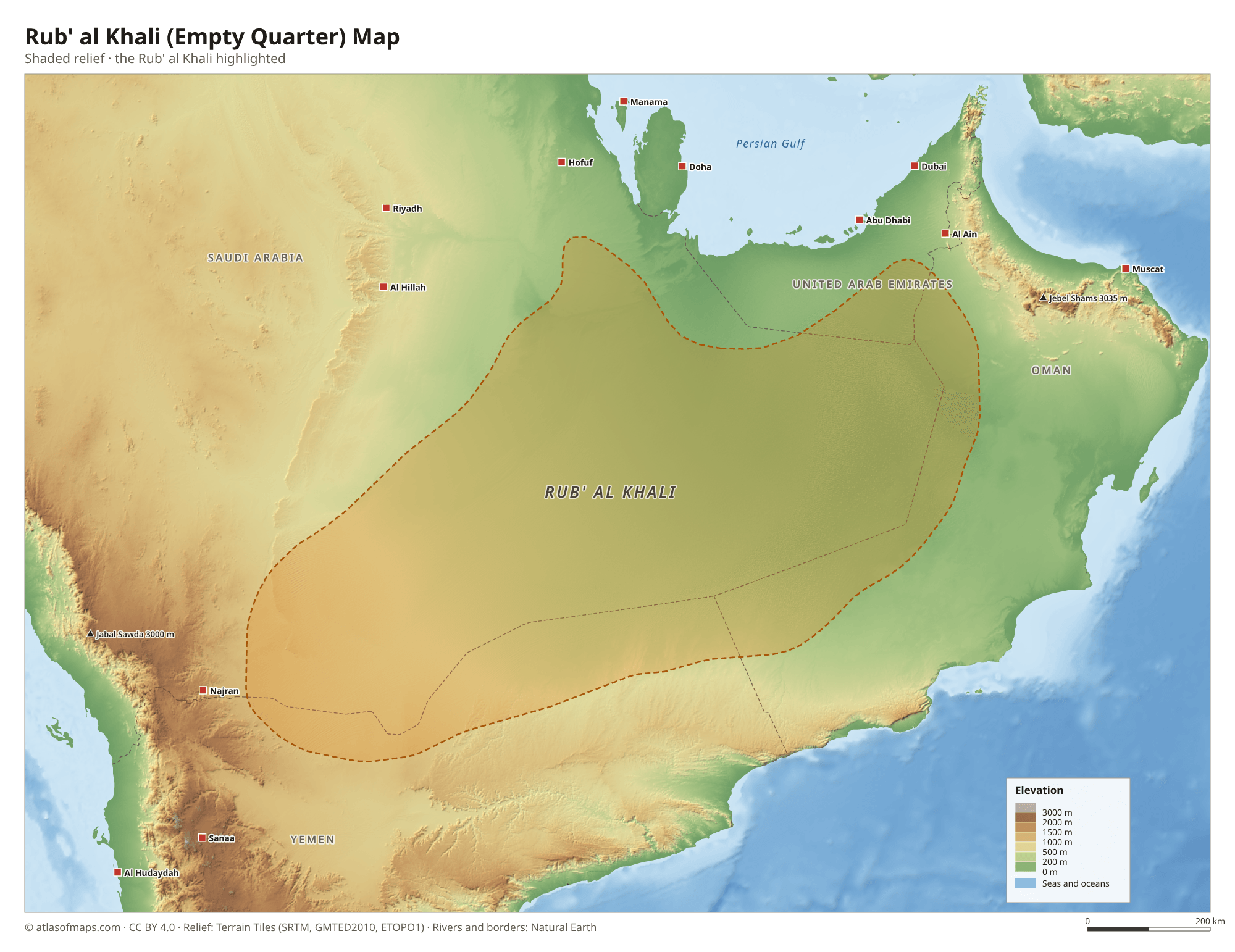 Rub' al Khali (Empty Quarter) Map