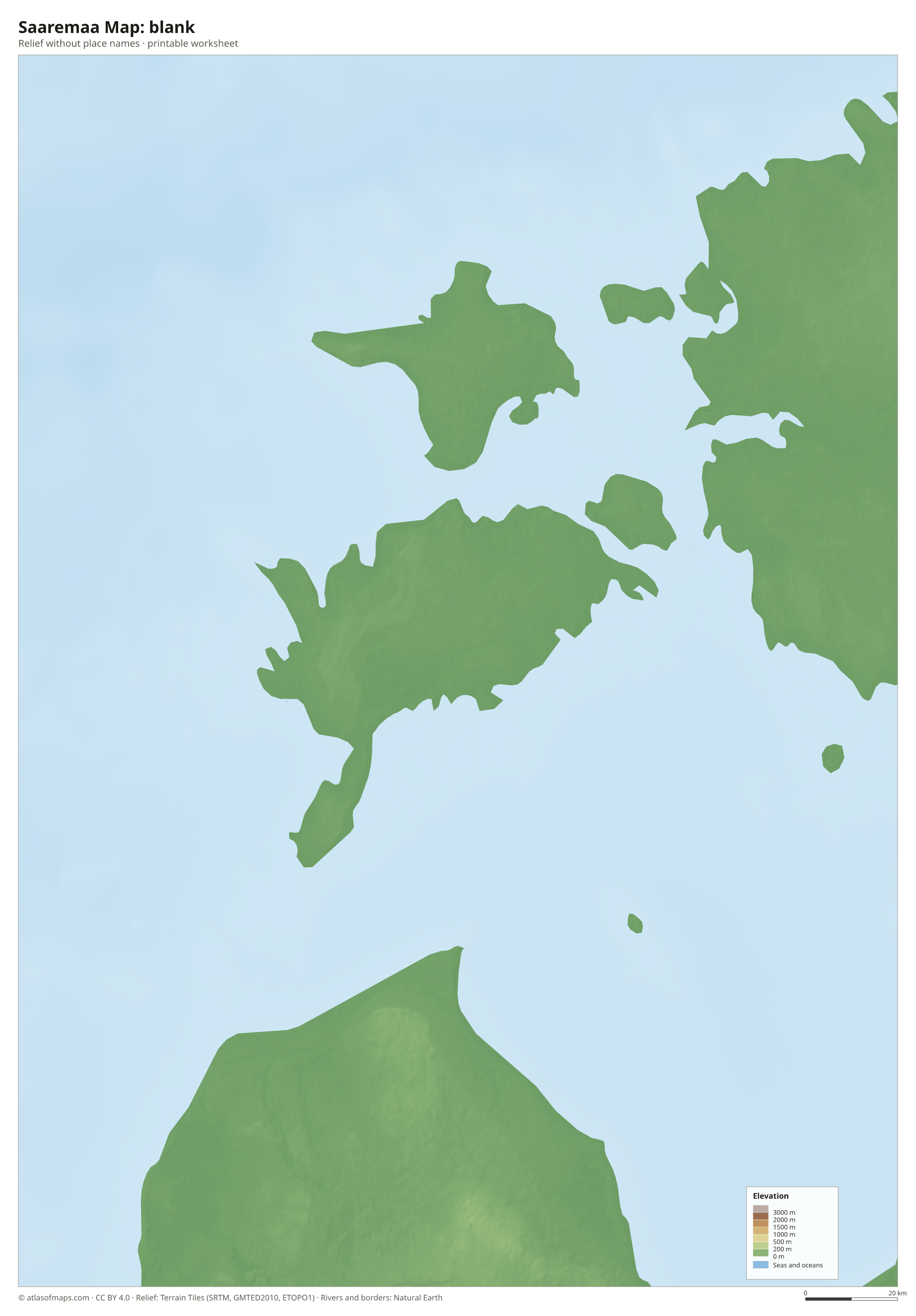 Saaremaa Map without names