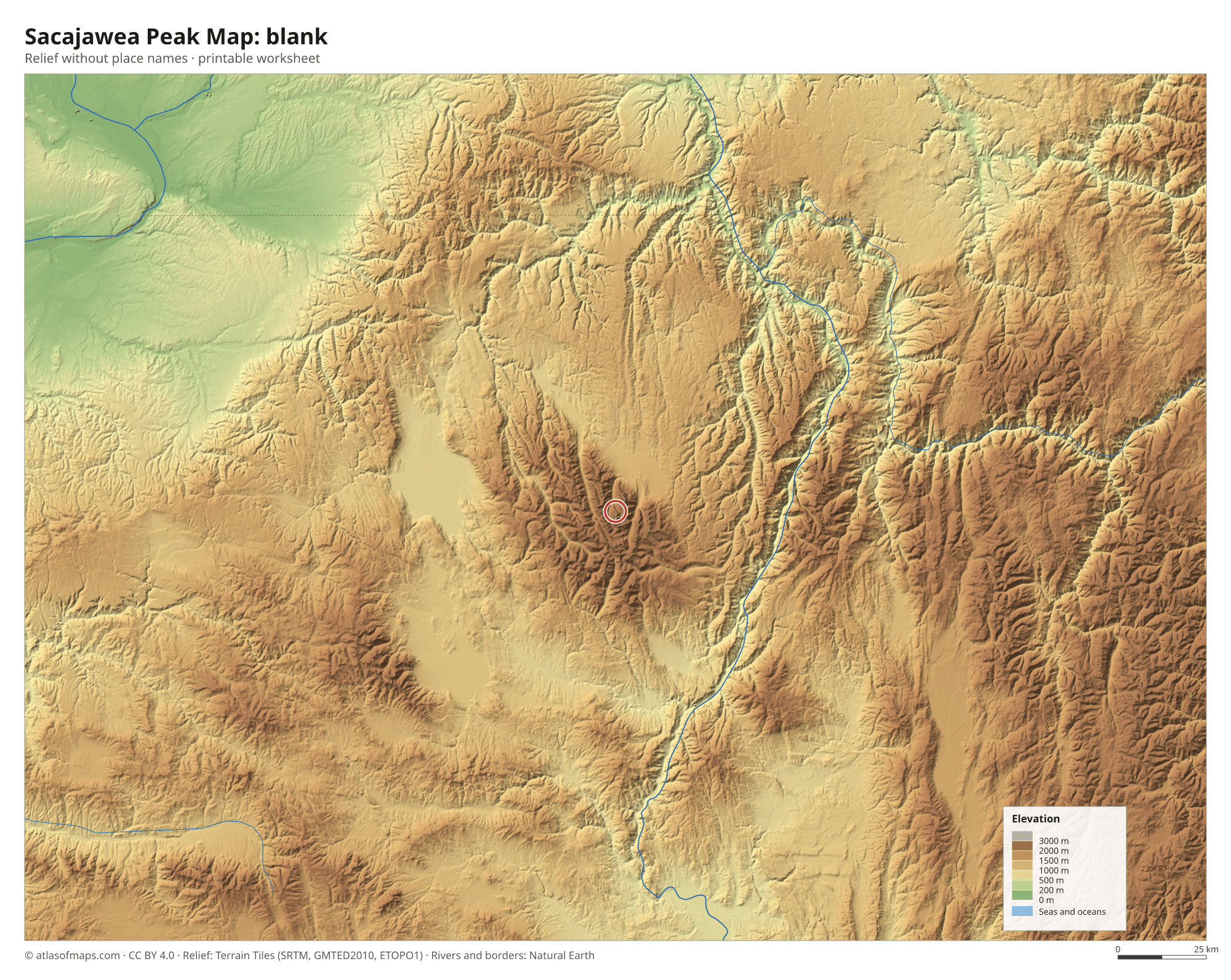 Sacajawea Peak Map without names