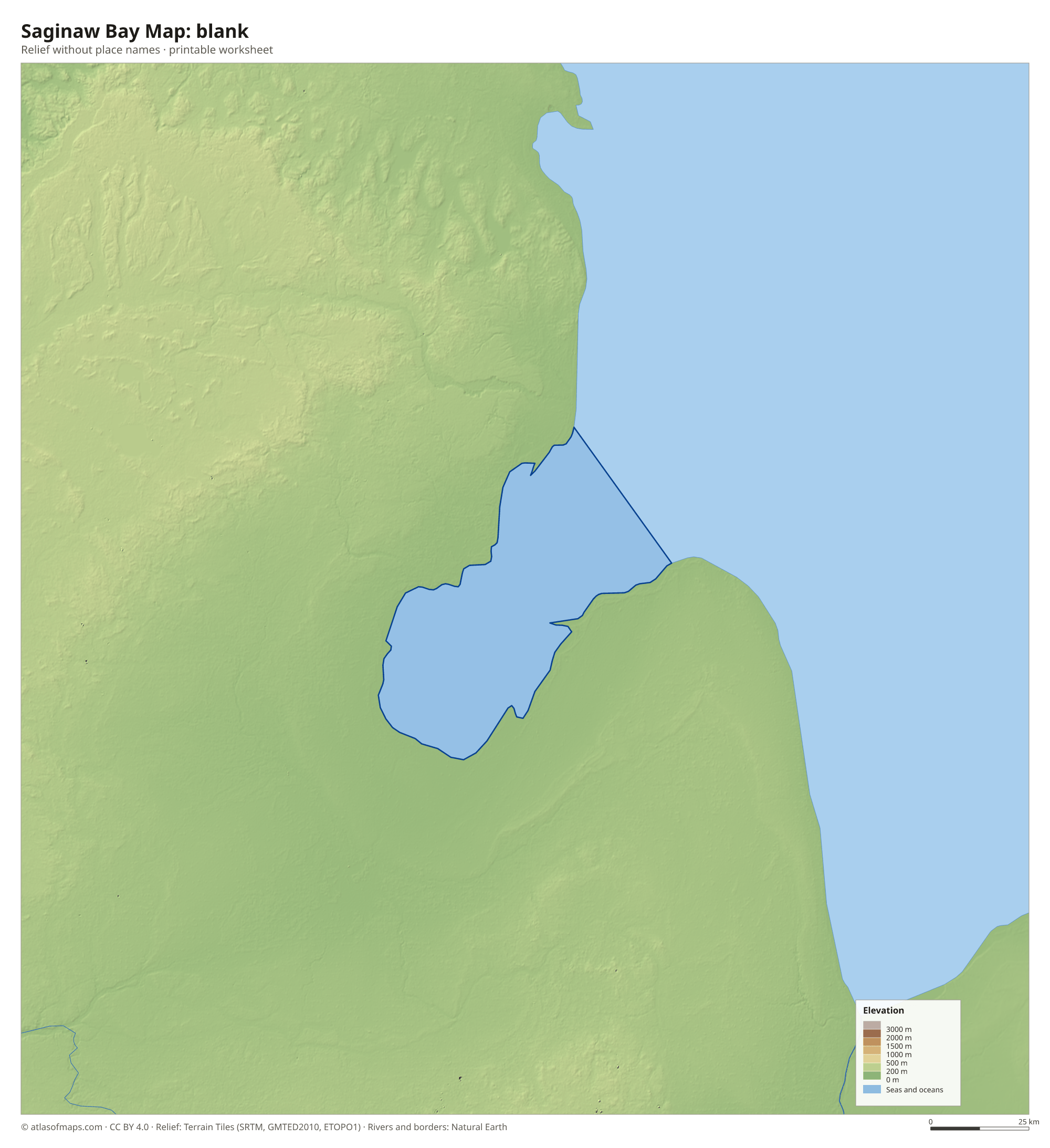 Saginaw Bay Map without names