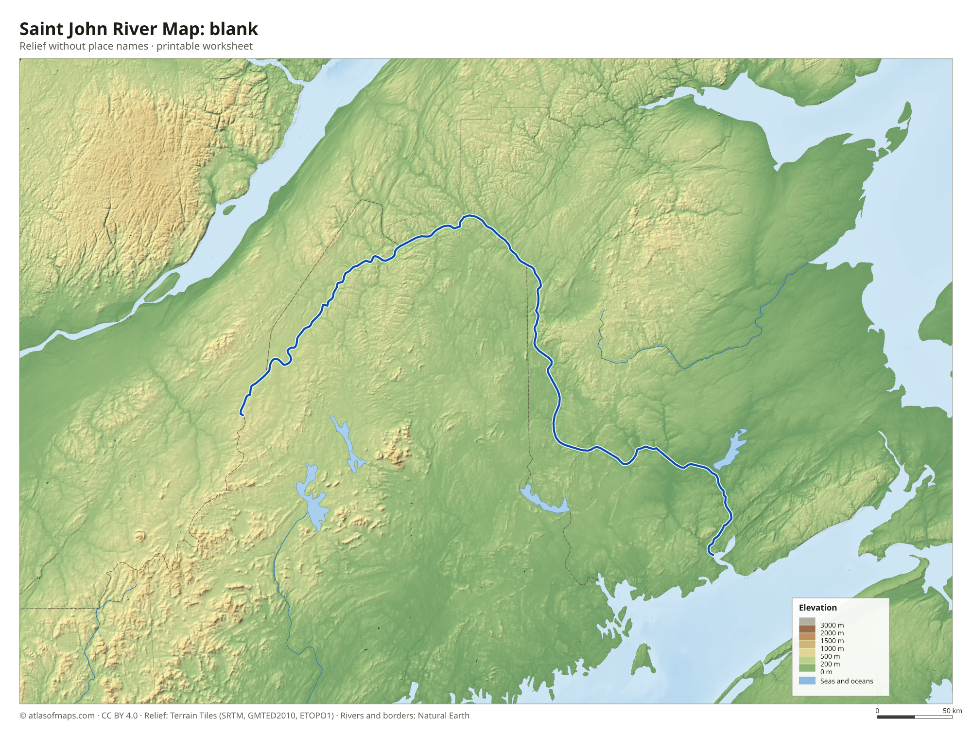 Saint John River Map without names