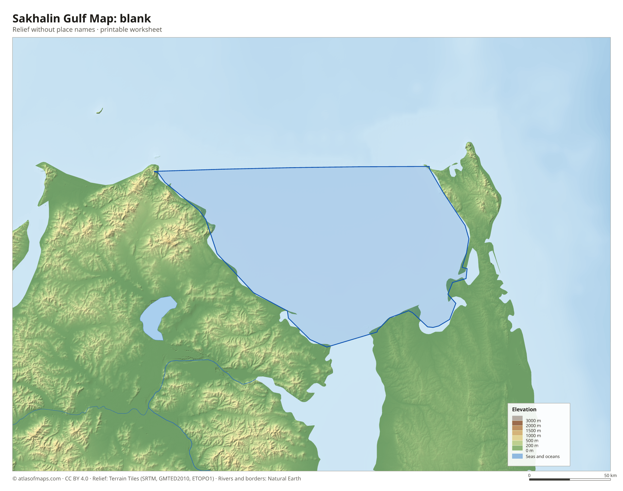 Sakhalin Gulf Map without names