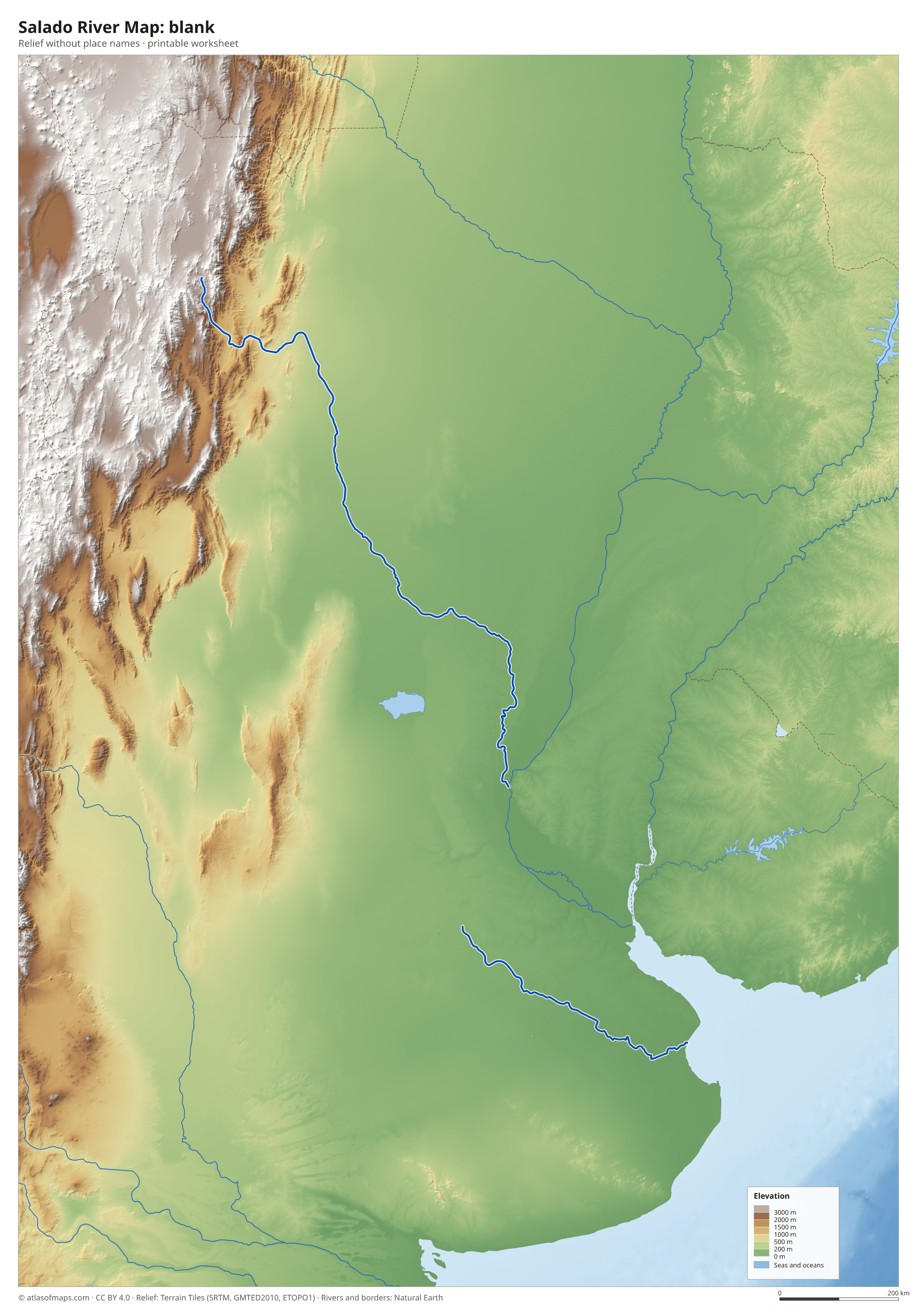 Salado River Map without names