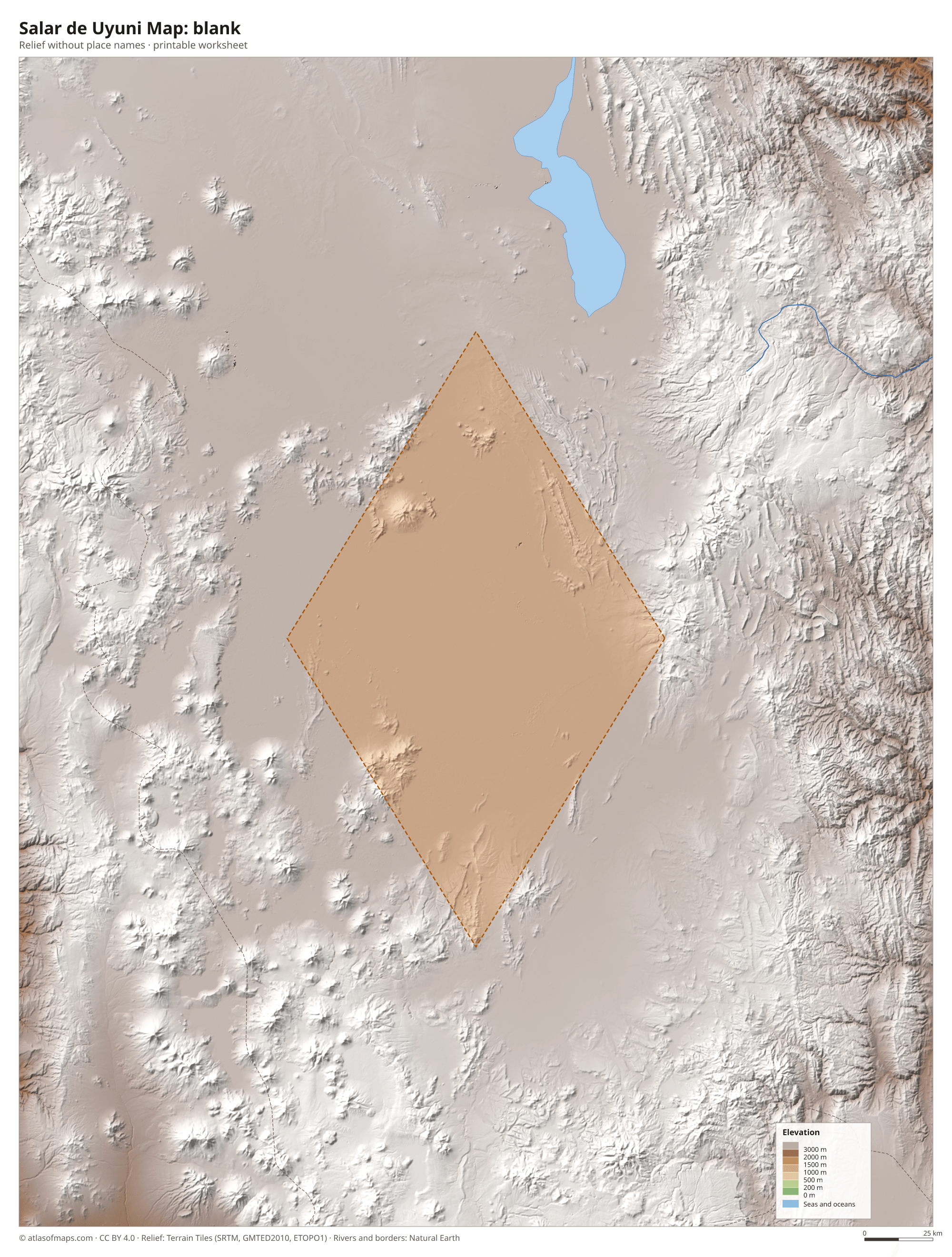 Salar de Uyuni Map without names