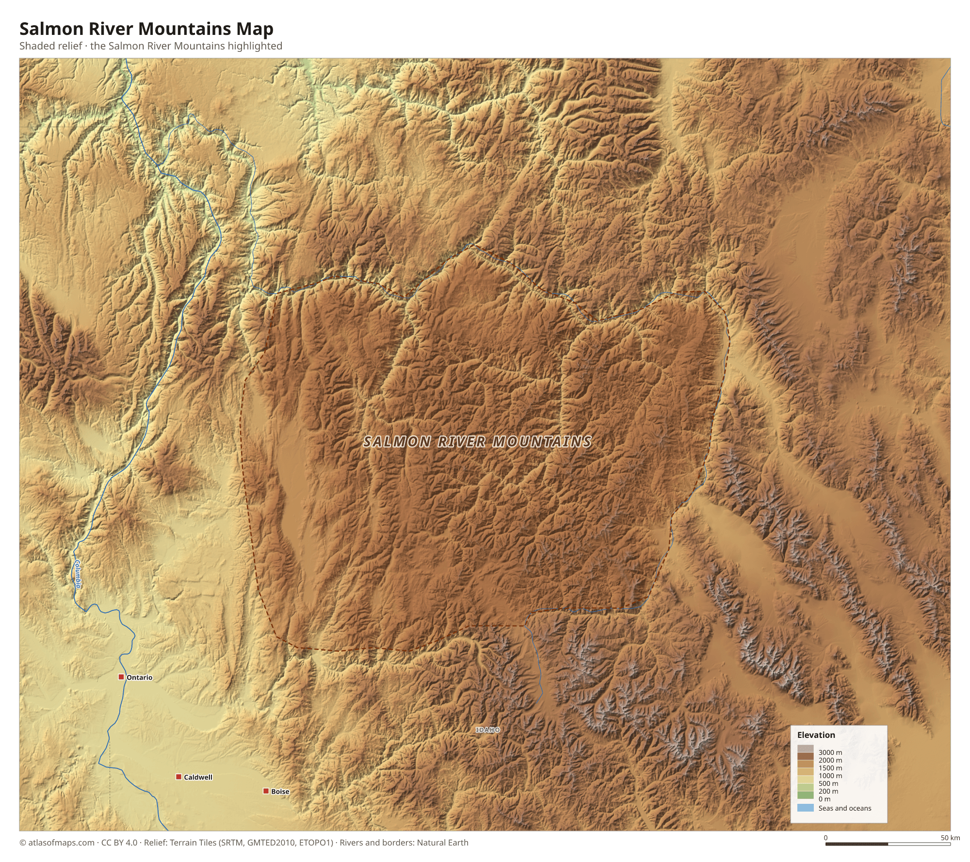Salmon River Mountains Map