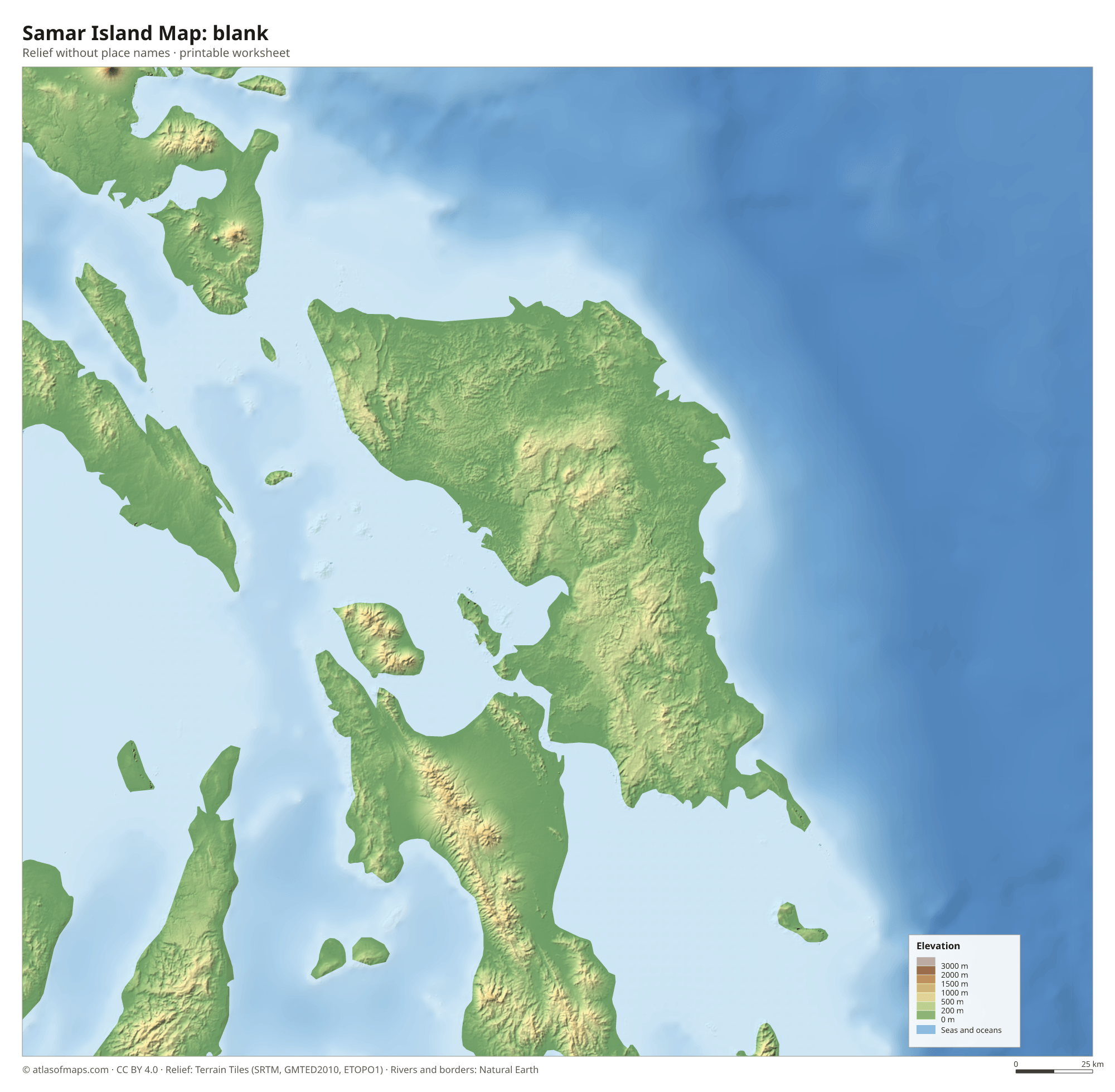 Samar Island Map without names