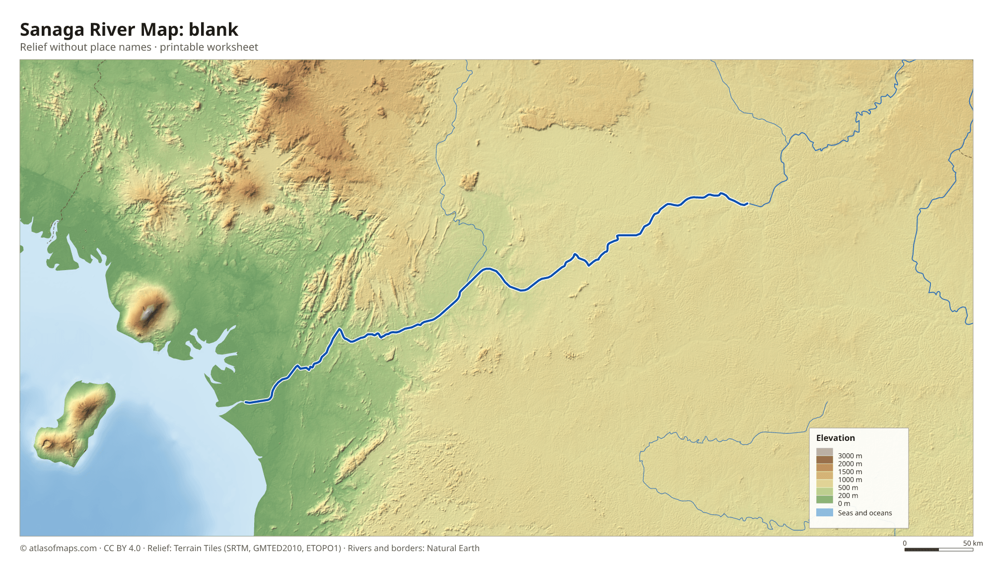 Sanaga River Map without names