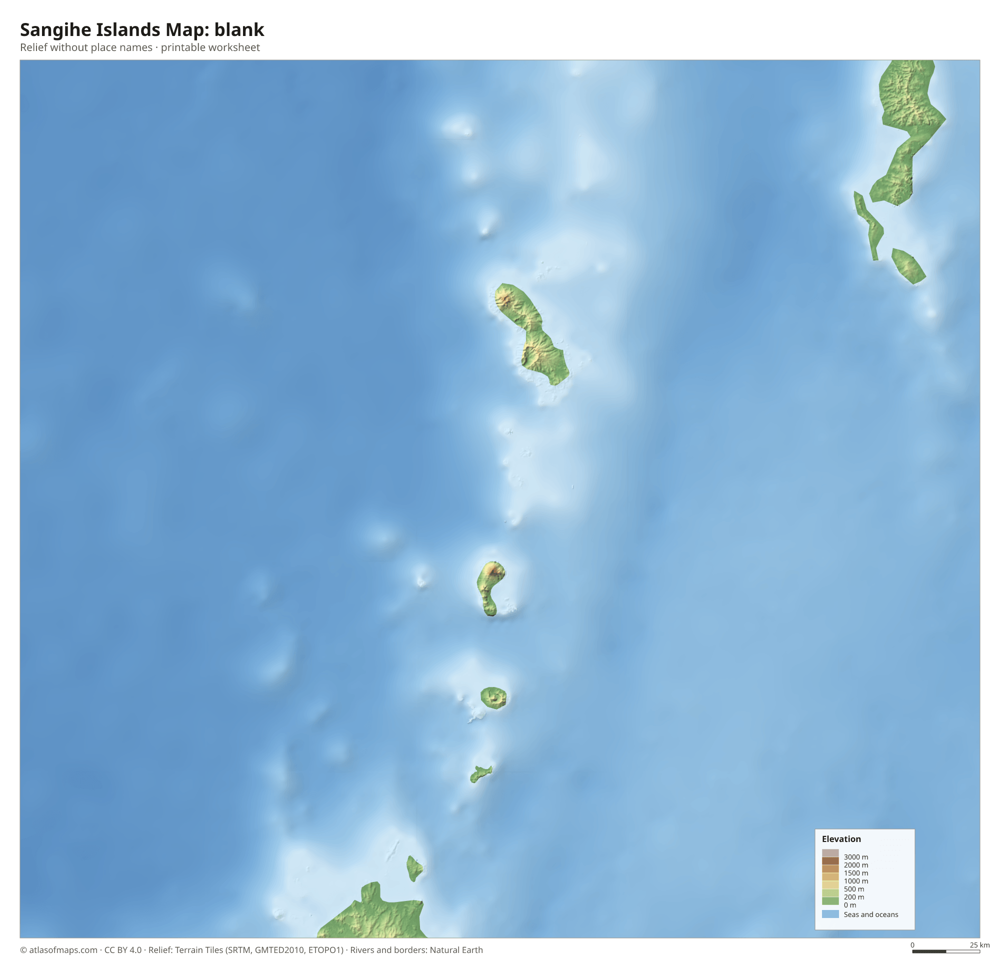 Sangihe Islands Map without names