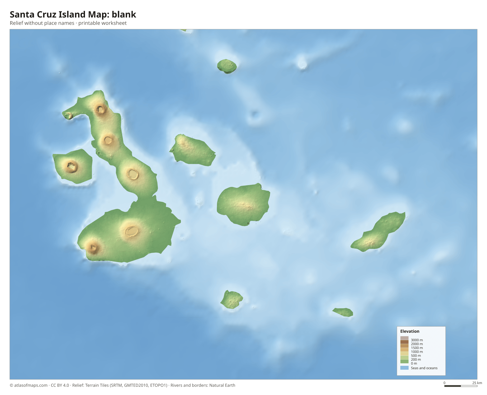 Santa Cruz Island Map without names