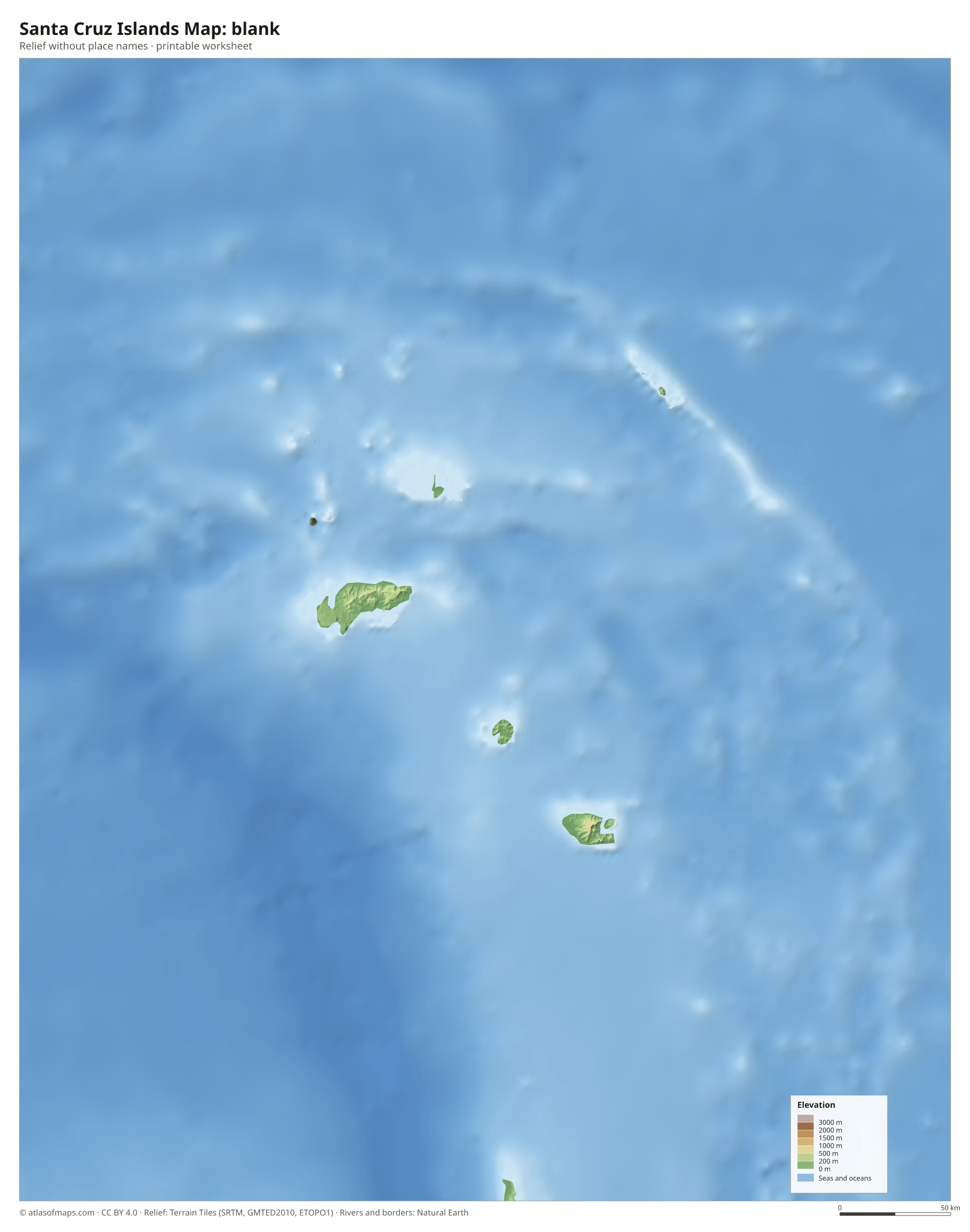 Santa Cruz Islands Map without names