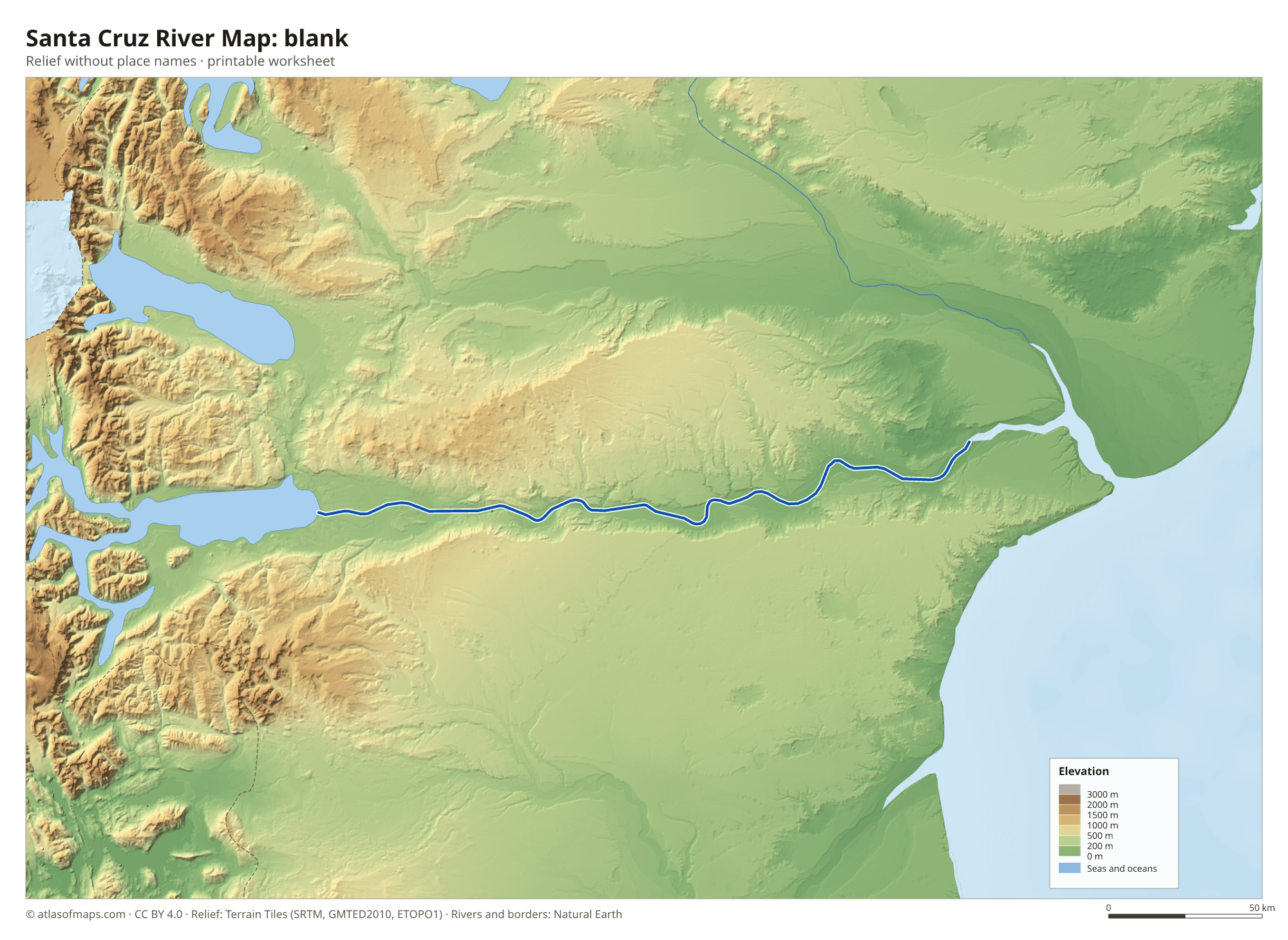 Santa Cruz River Map without names