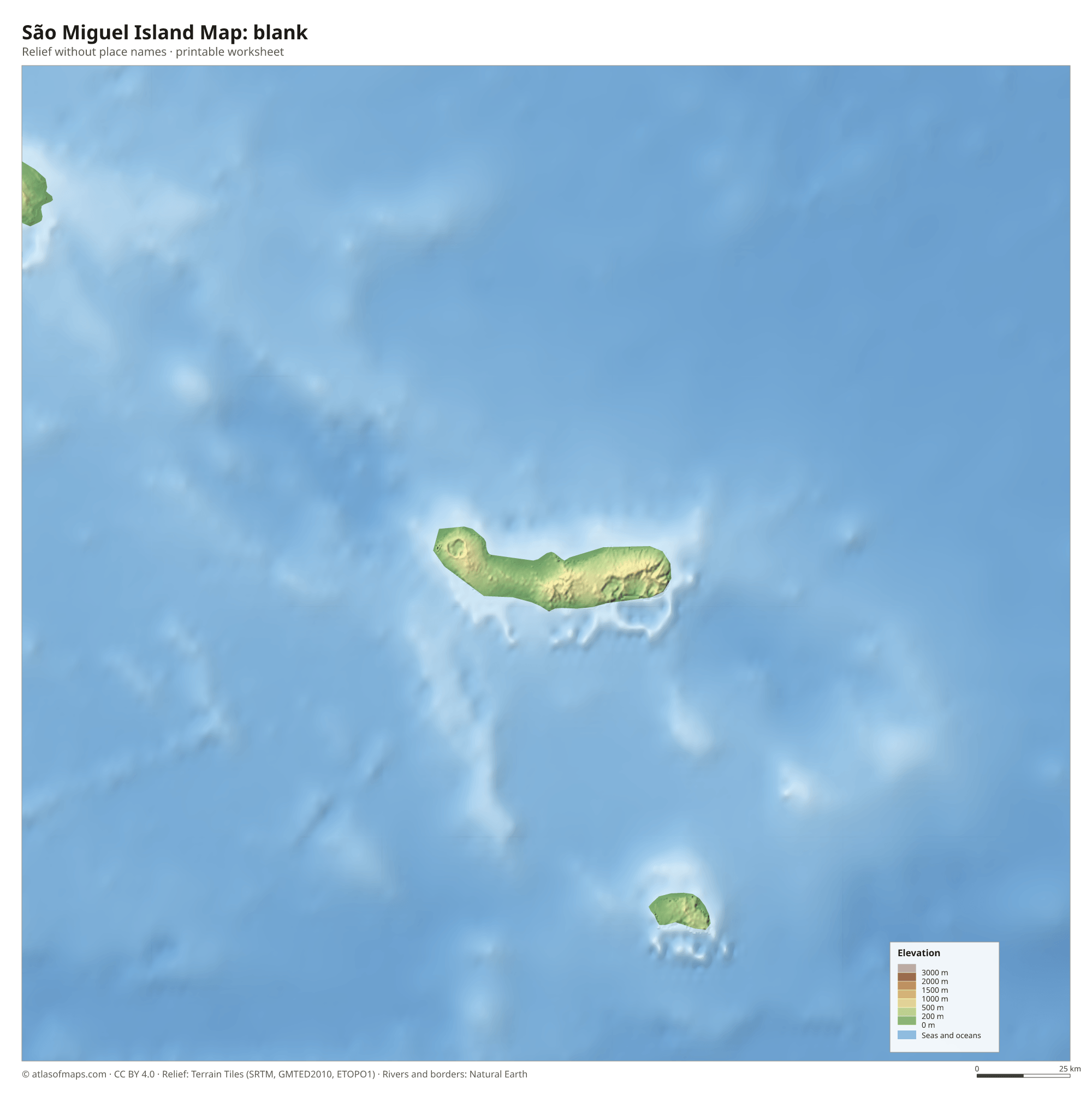 São Miguel Island Map without names