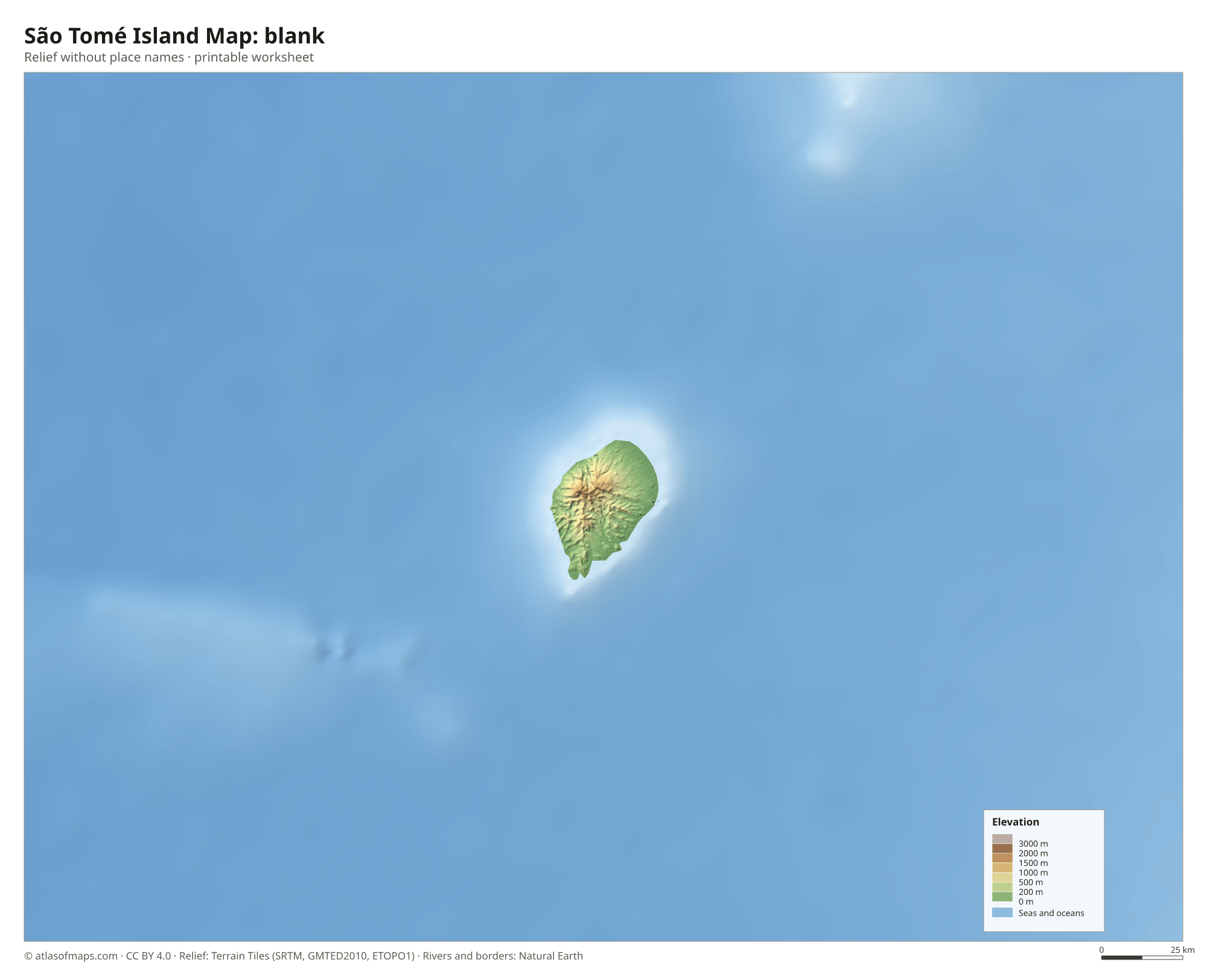 São Tomé Island Map without names