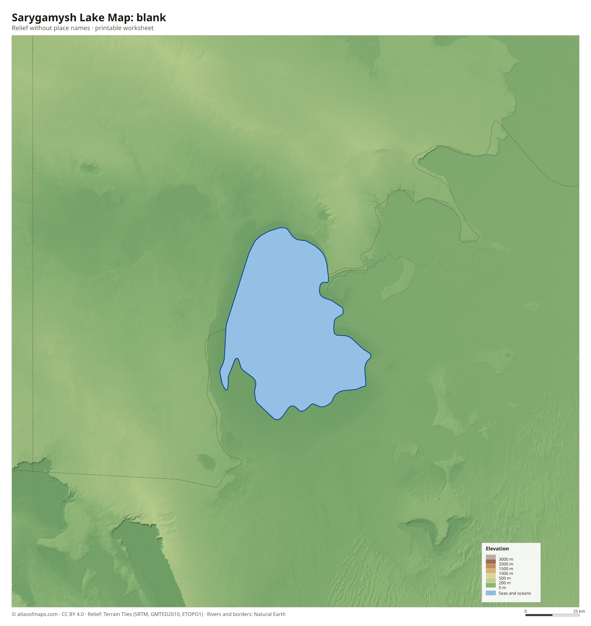 Sarygamysh Lake Map without names